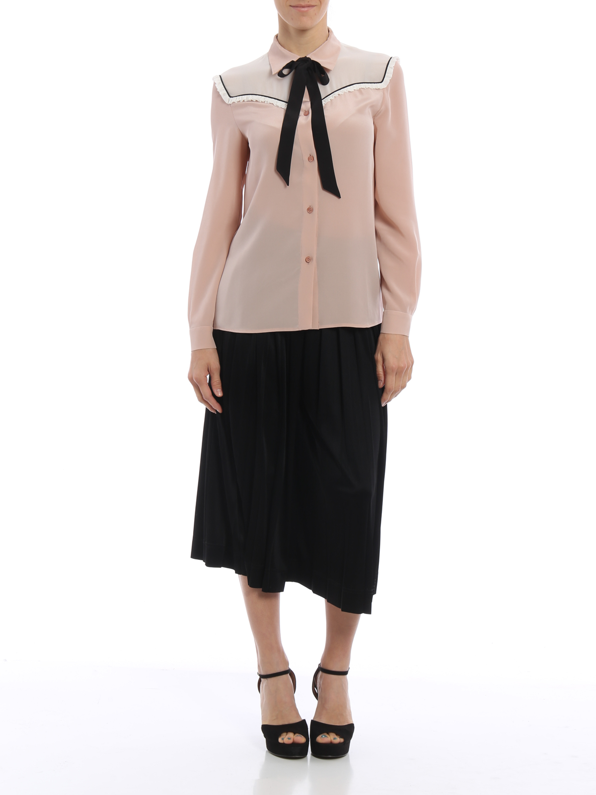 Miu Miu Sophisticate silk shirt with bow - Pink | MK11681H3NF0C0B03