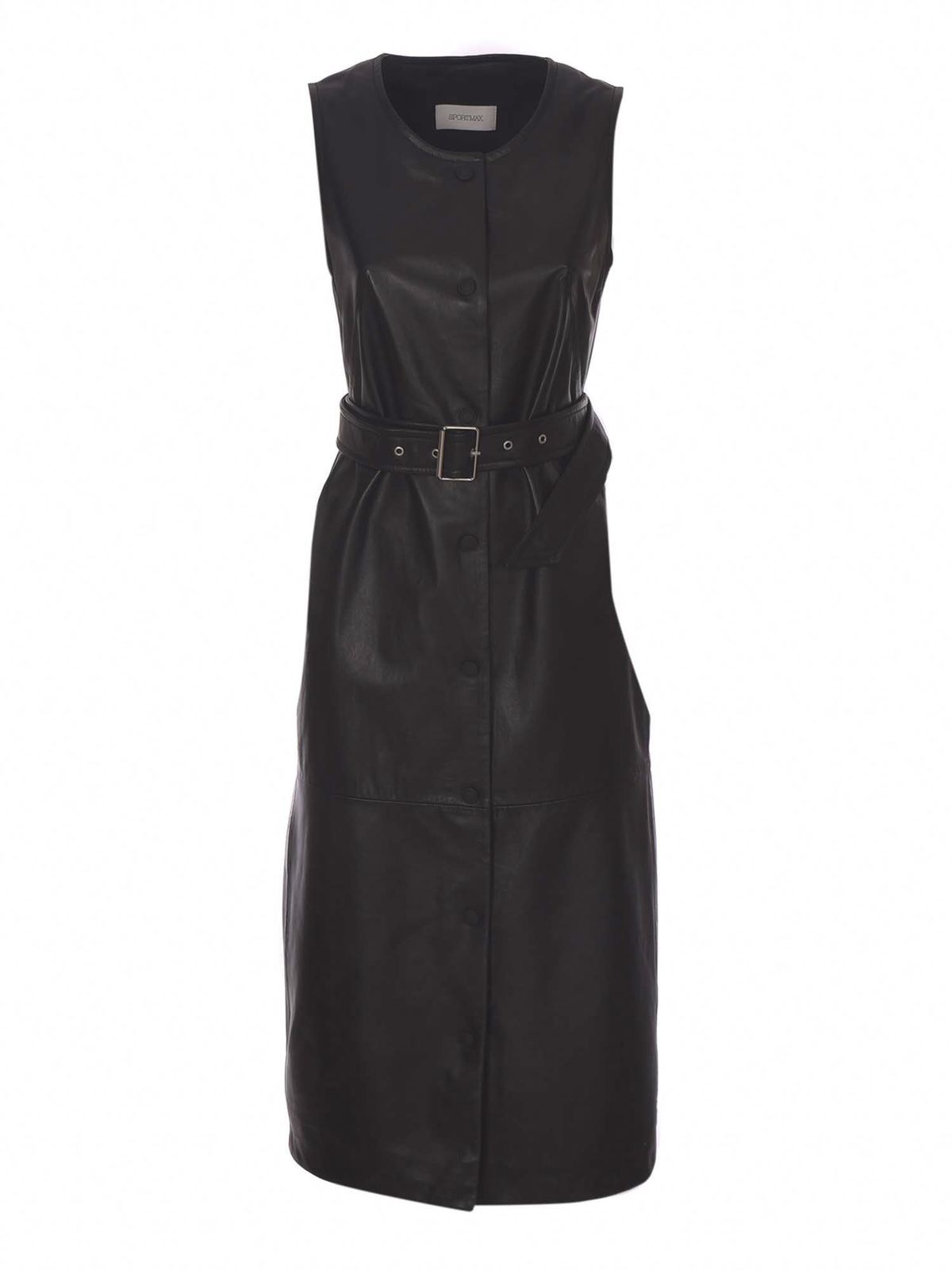 Sportmax Capo leather dress - Black - Women|24210117000003 Sportmax Capo leather dress - Black - Women|24210117000003