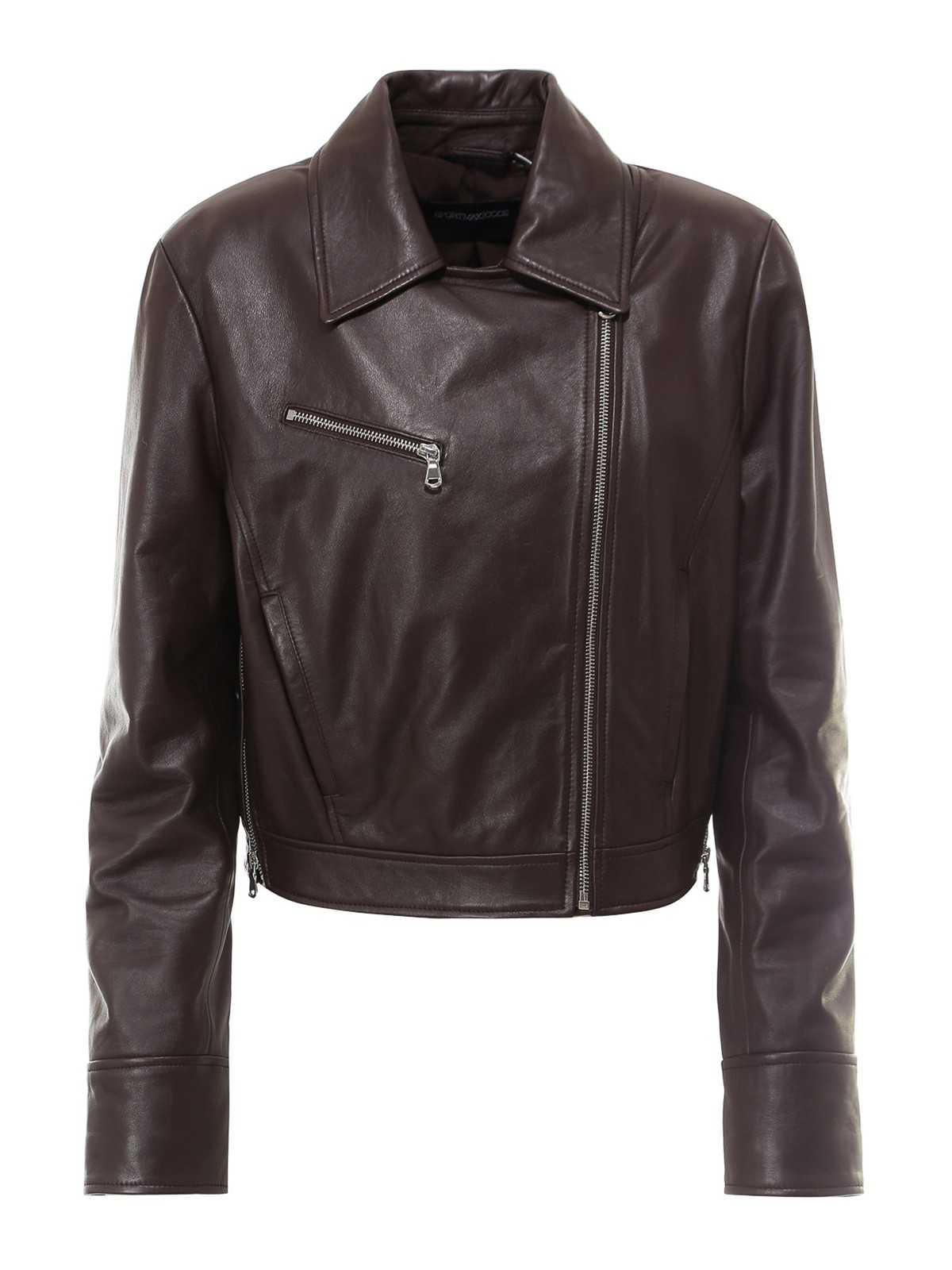 SPORTMAX ダークブラウンレザージャケット Sportmax レザージャケット - ブラウン|74460206600003