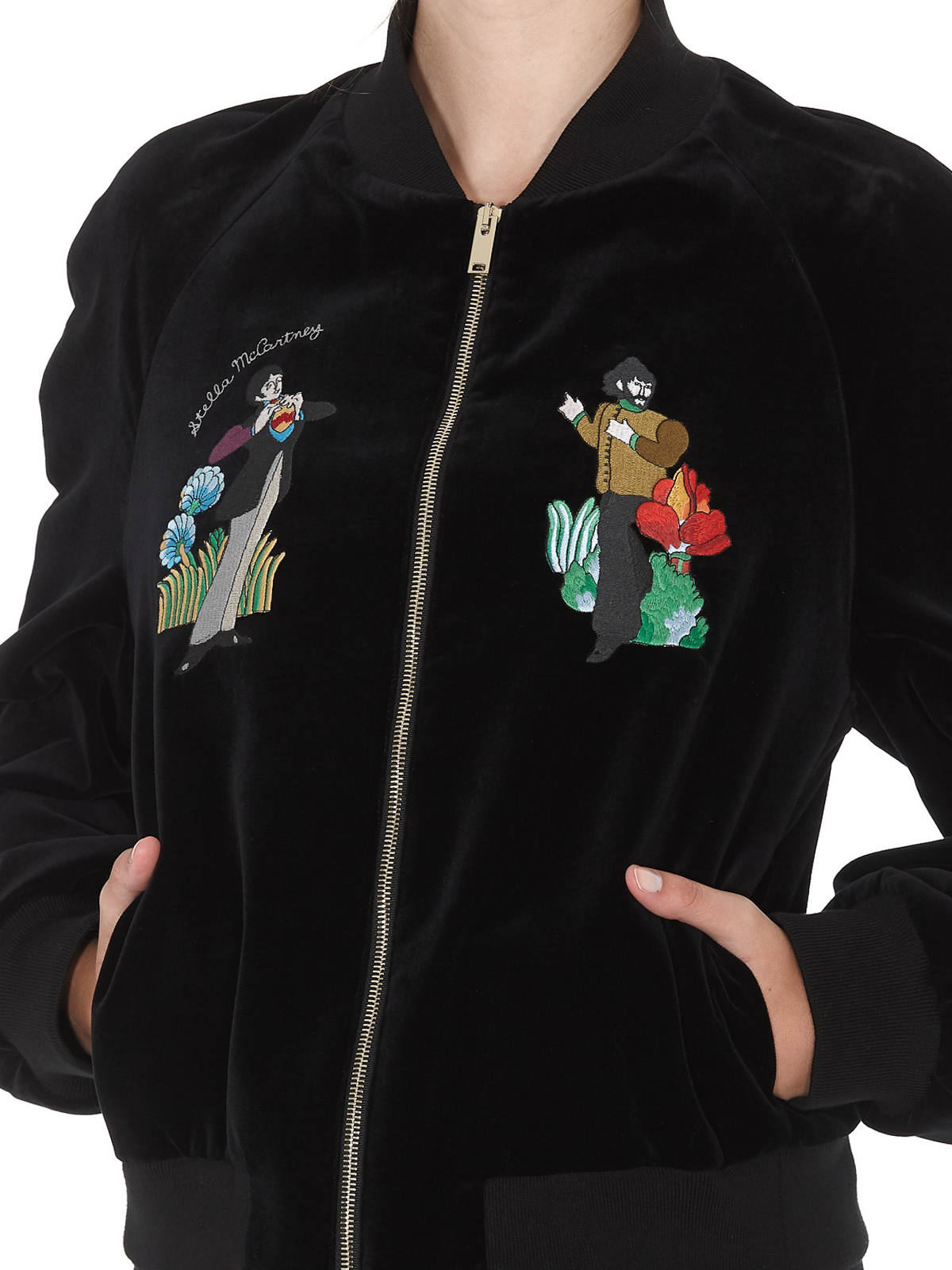 Stella Mccartney Yellow Submarine embroidery velvet bomber