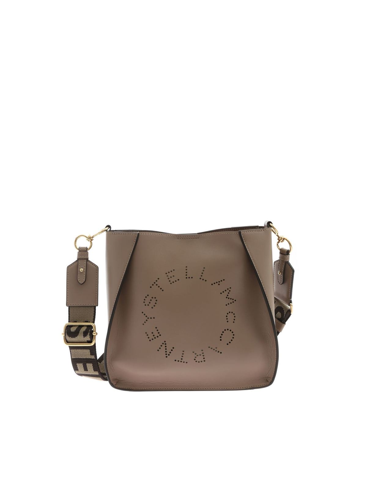 Stella Mccartney Logo Mini Bag In Dove Grey Color In Marrón