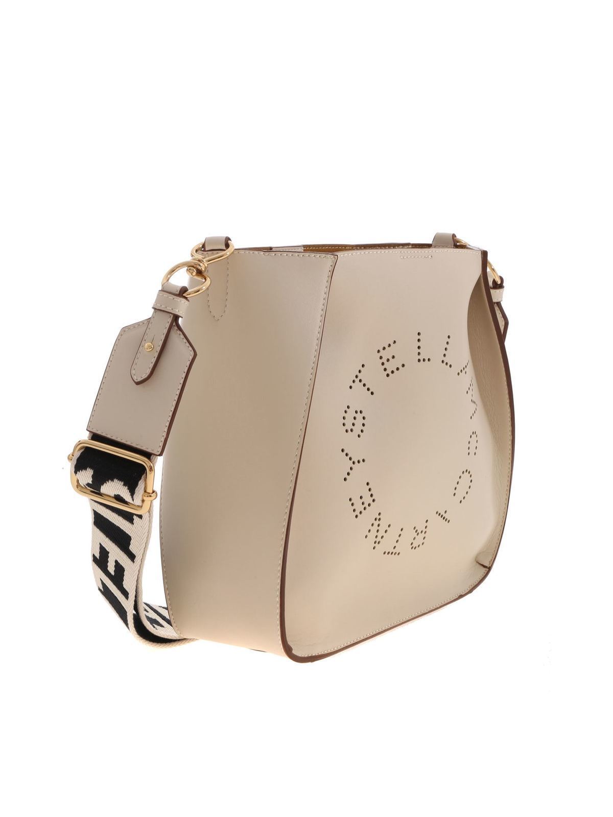 Shop Stella Mccartney Mini Bag With Logo In Ivory Color In Blanco