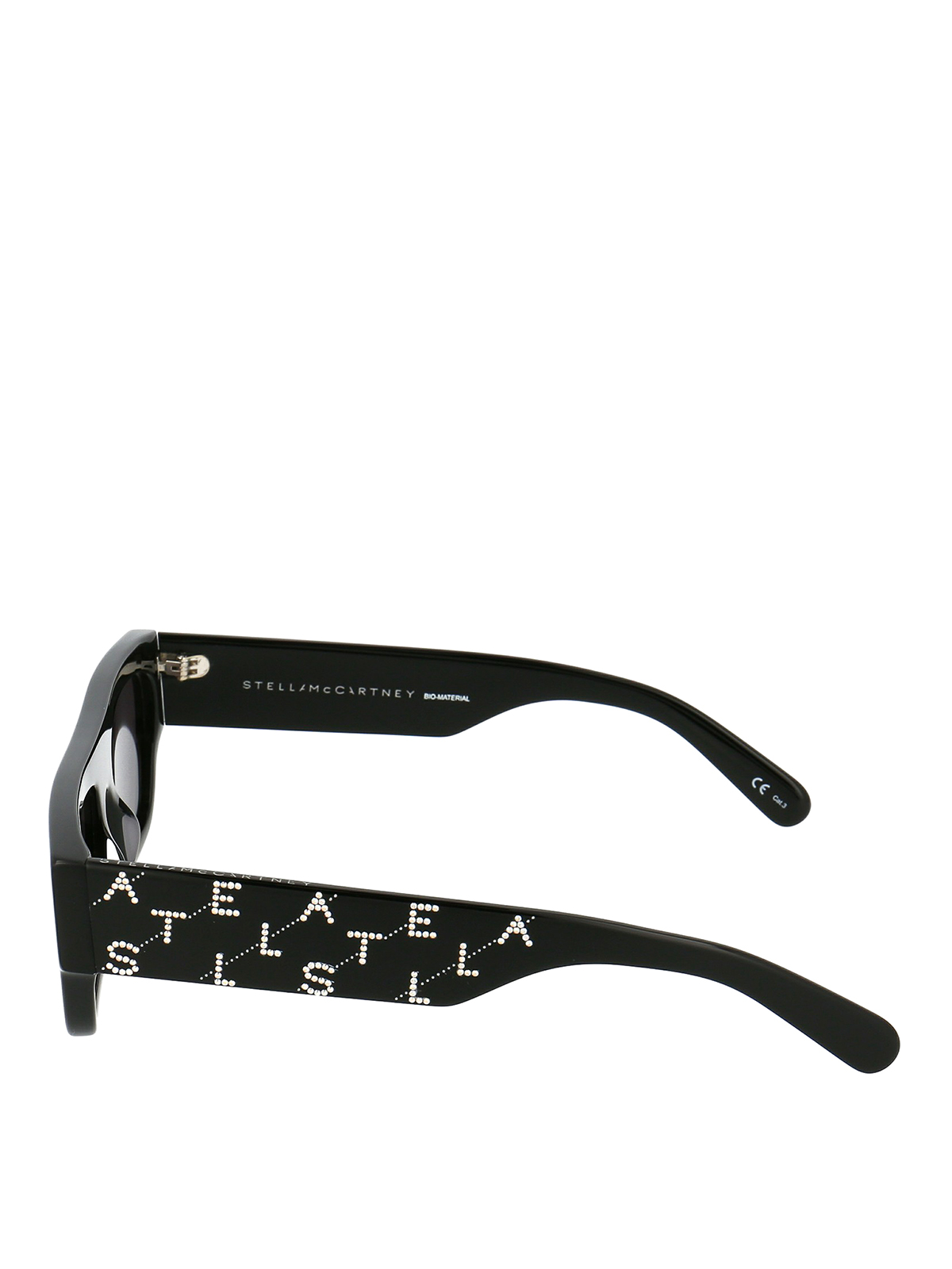 Shop Stella Mccartney Logo Print Acetate Sunglasses In Black