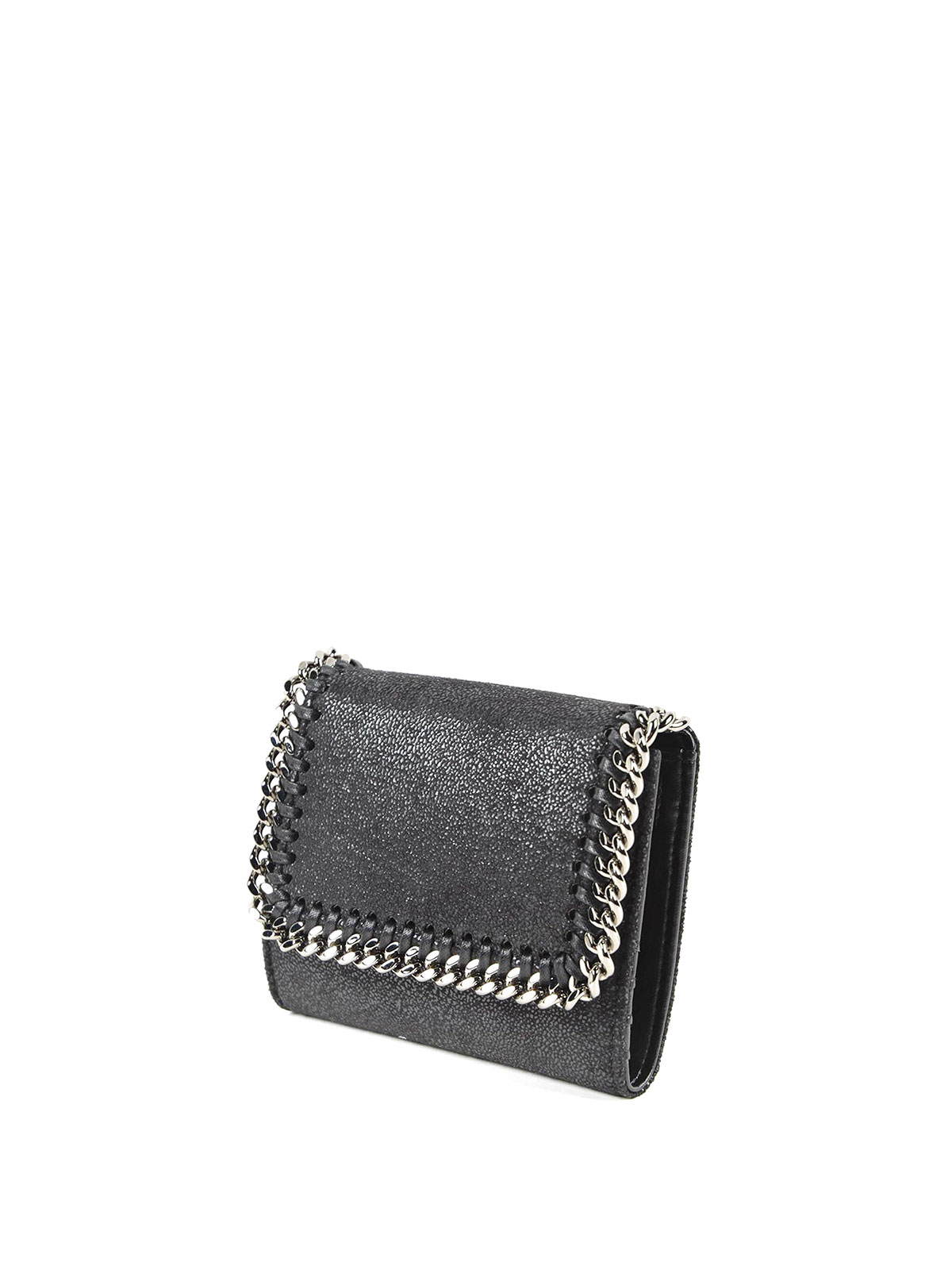 Shop Stella Mccartney Falabella Tri-fold Wallet In Black