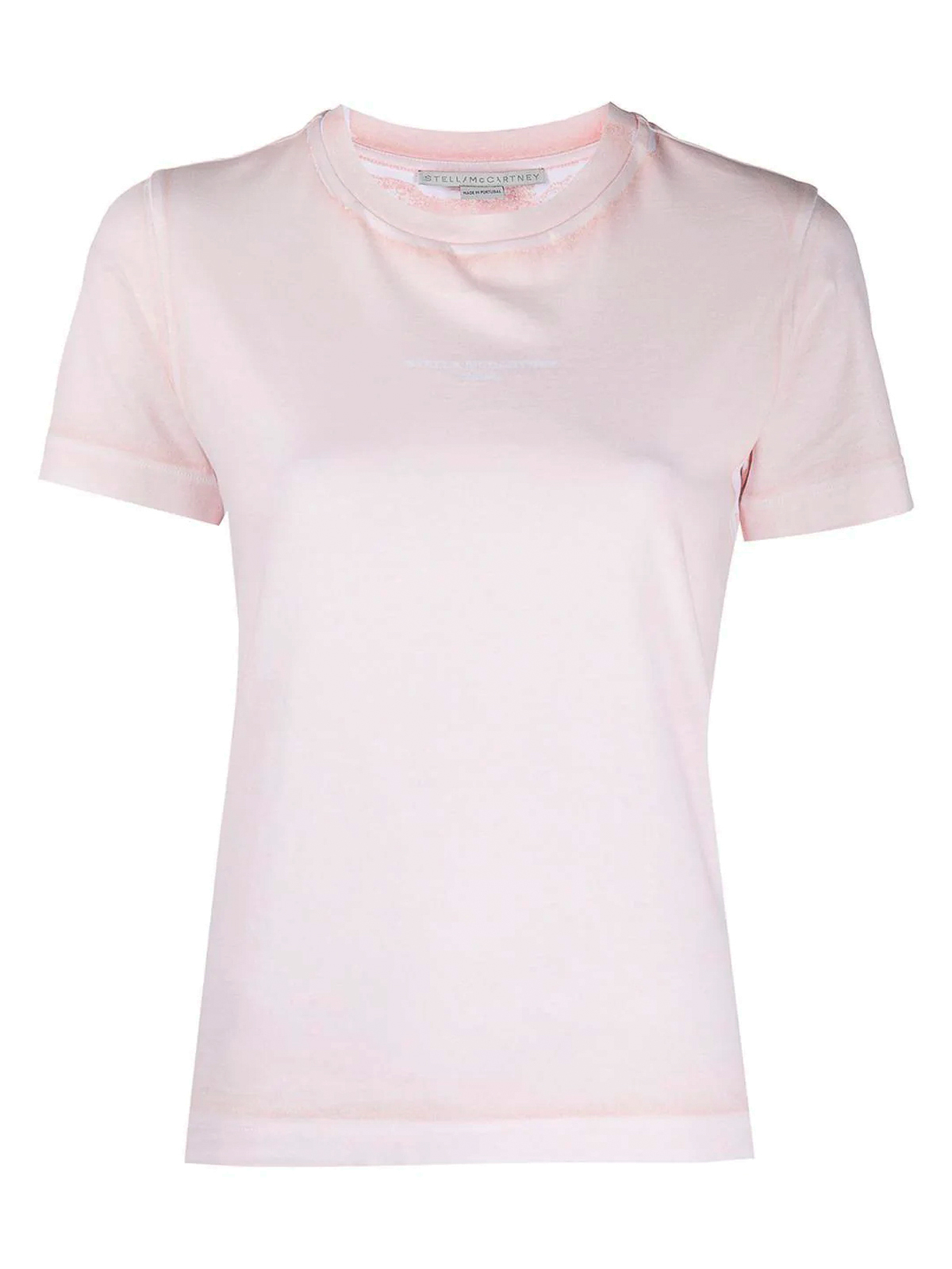 Stella Mccartney Faded-effect Cotton T-shirt In Rosado Claro