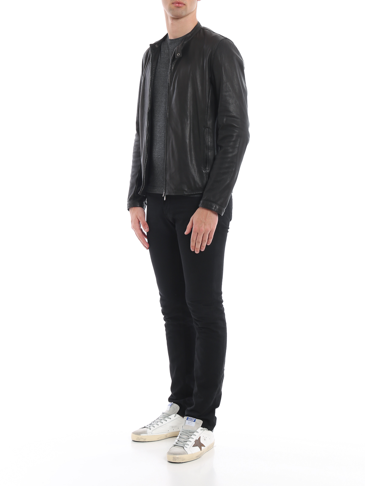 Stewart Etere black nappa slim jacket - Men