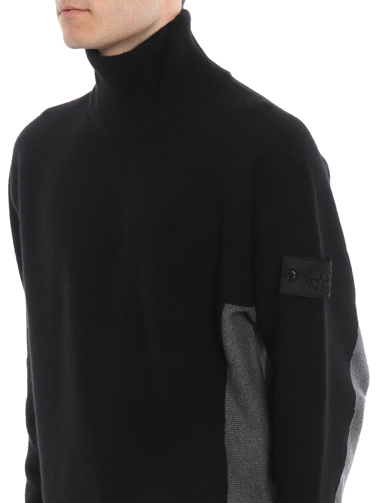 Turtlenecks & Polo necks Stone Island - Black techno wool turtle