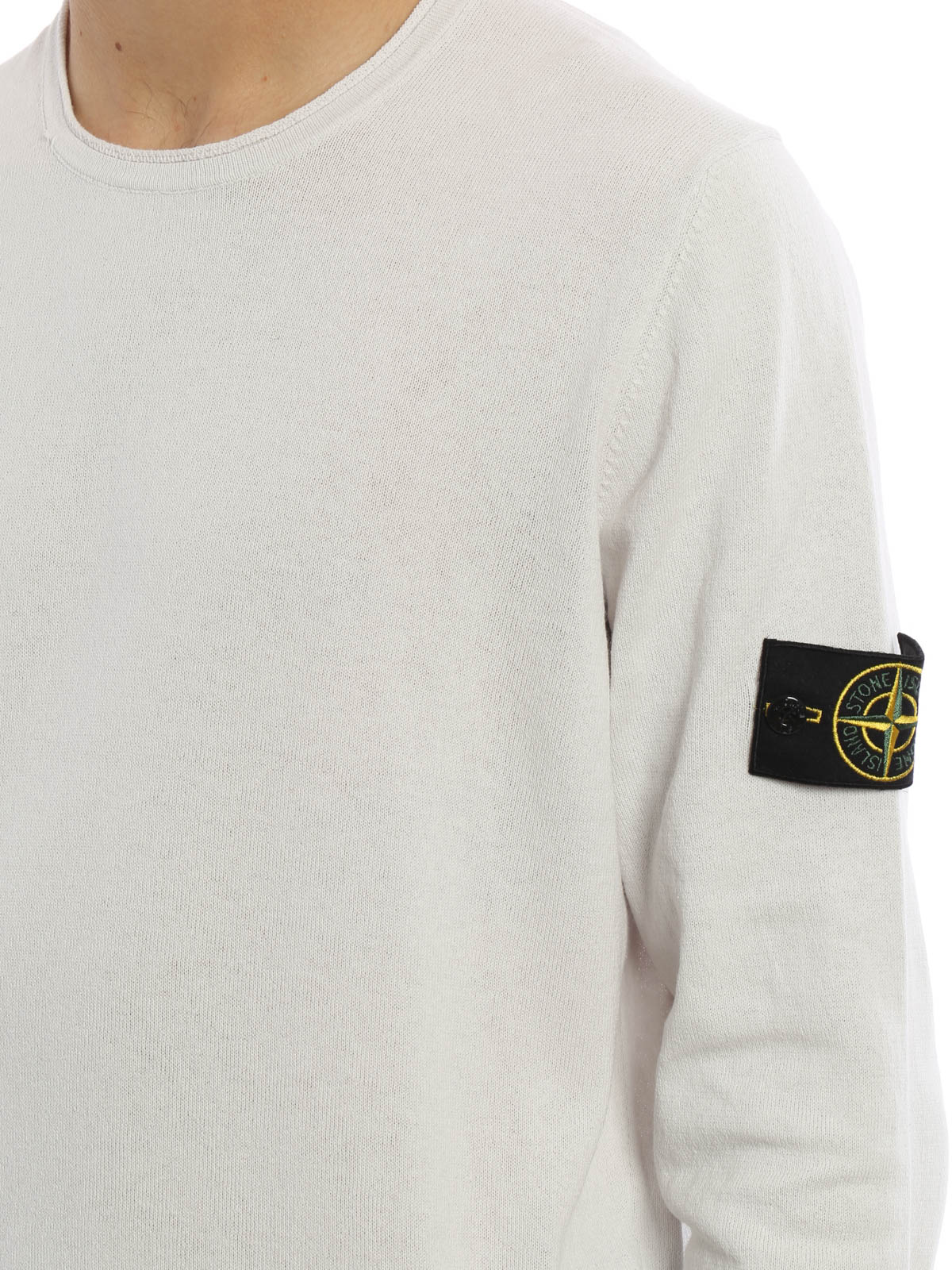 Su teres con cuello pico Stone Island Sudadera Blanca Para