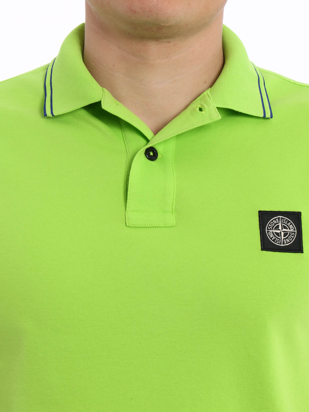 Stone Island Cotton pique polo shirt - Light Green|101522S18V0050