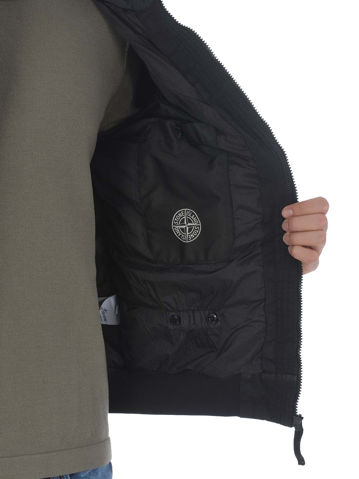 Padded jackets Stone Island - Dark grey Garment Dyed Crinkle Reps