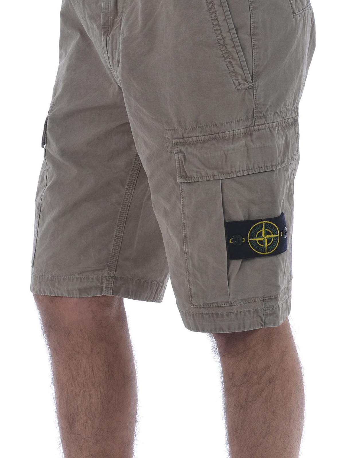 Trousers Shorts Stone Island - Taupe gabardine cargo short pants