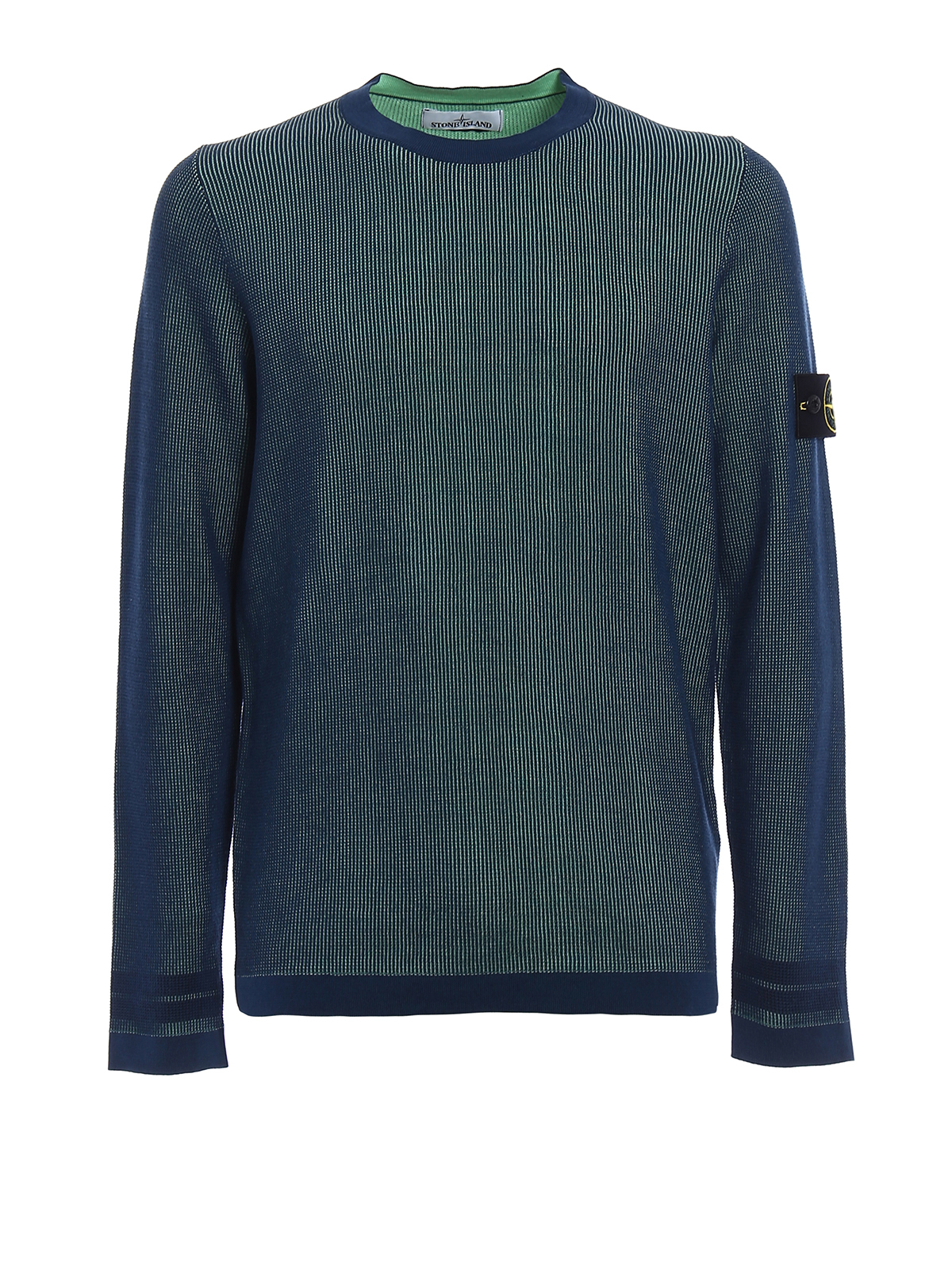 Stone Island Bicolour cotton sweater - Blue - Men
