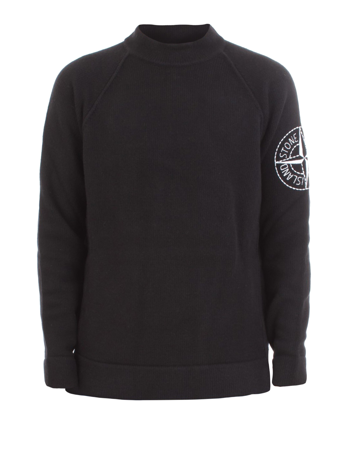 Crew necks Stone Island - Logo embroidery wool mock neck sweater