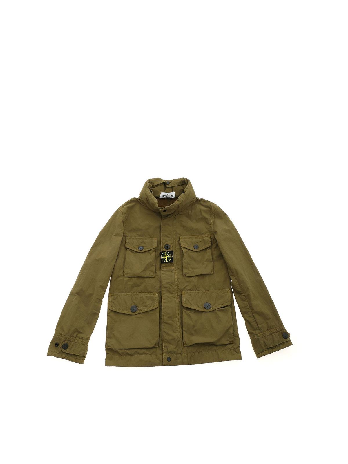 Stone  Juniorフード付きジャケットカーキ色10/140 Stone Juniorフード付きジャケットカーキ色10/140 ウォッシュド
