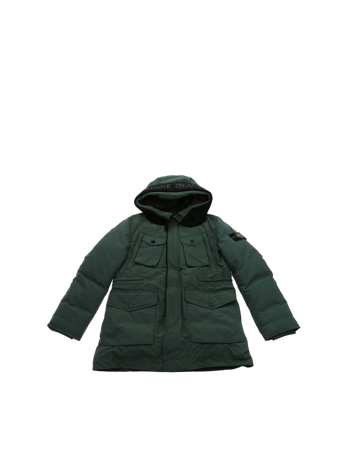 Stone Island Junior Green down jacket with logo 711640534V0053