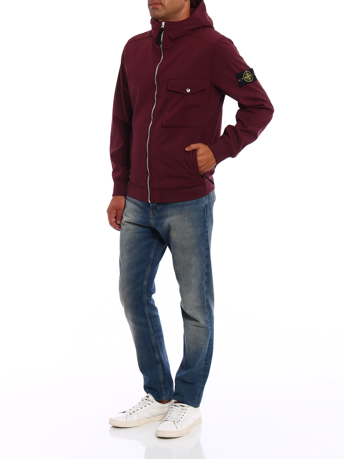 Stone island maroon jacket on sale