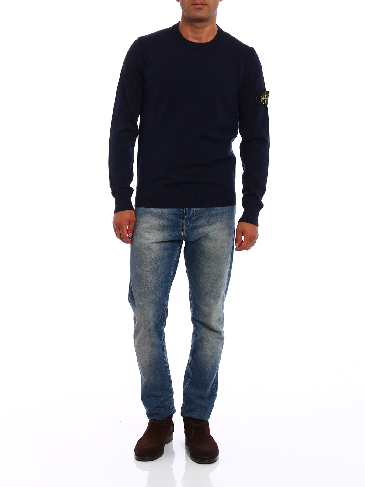 Crew necks Stone Island - Sailor style blue wool sweater - 671550BC4V0028