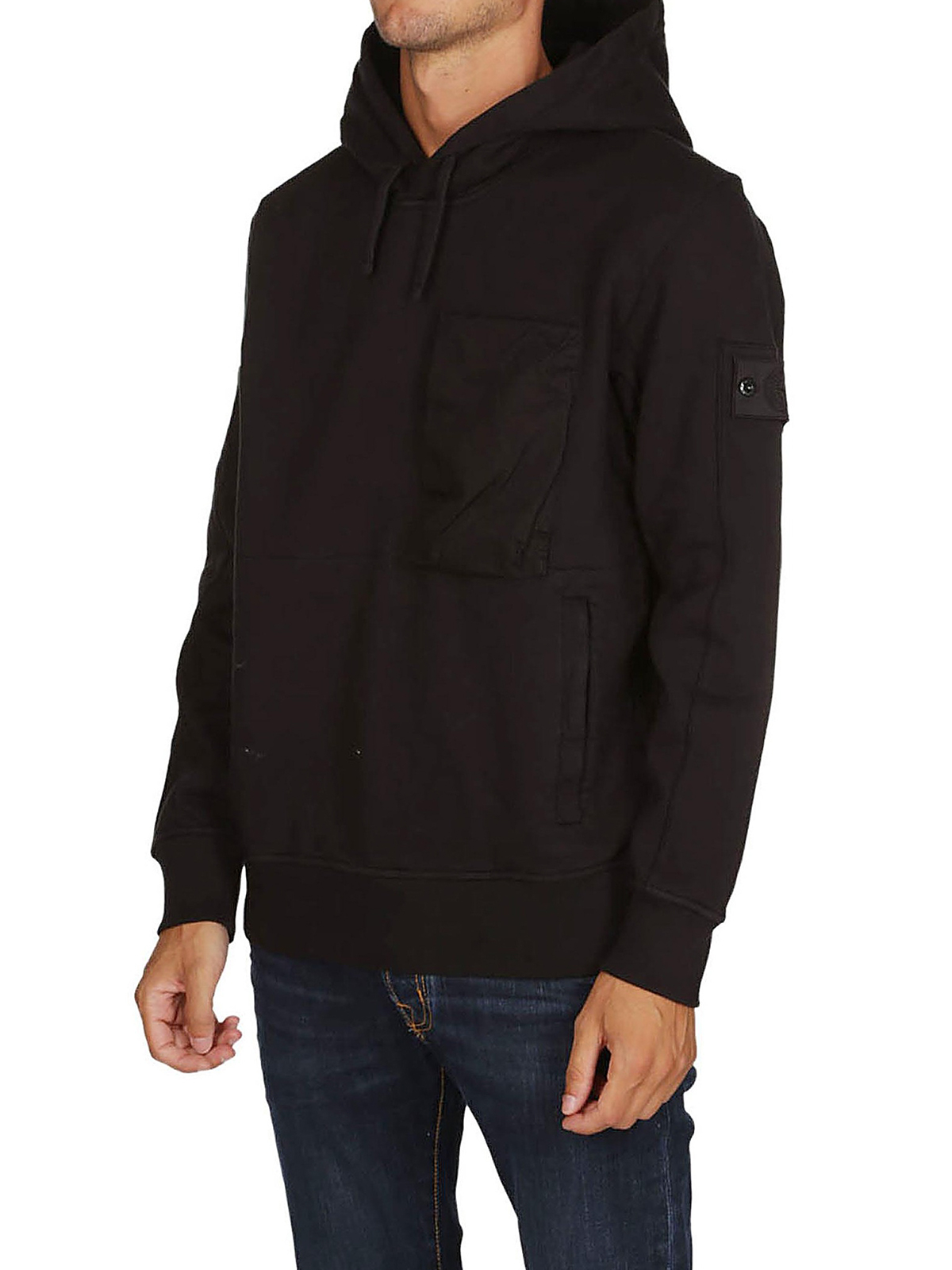 Stone Island Cotton hoodie - Black - Men | 691960207V0029
