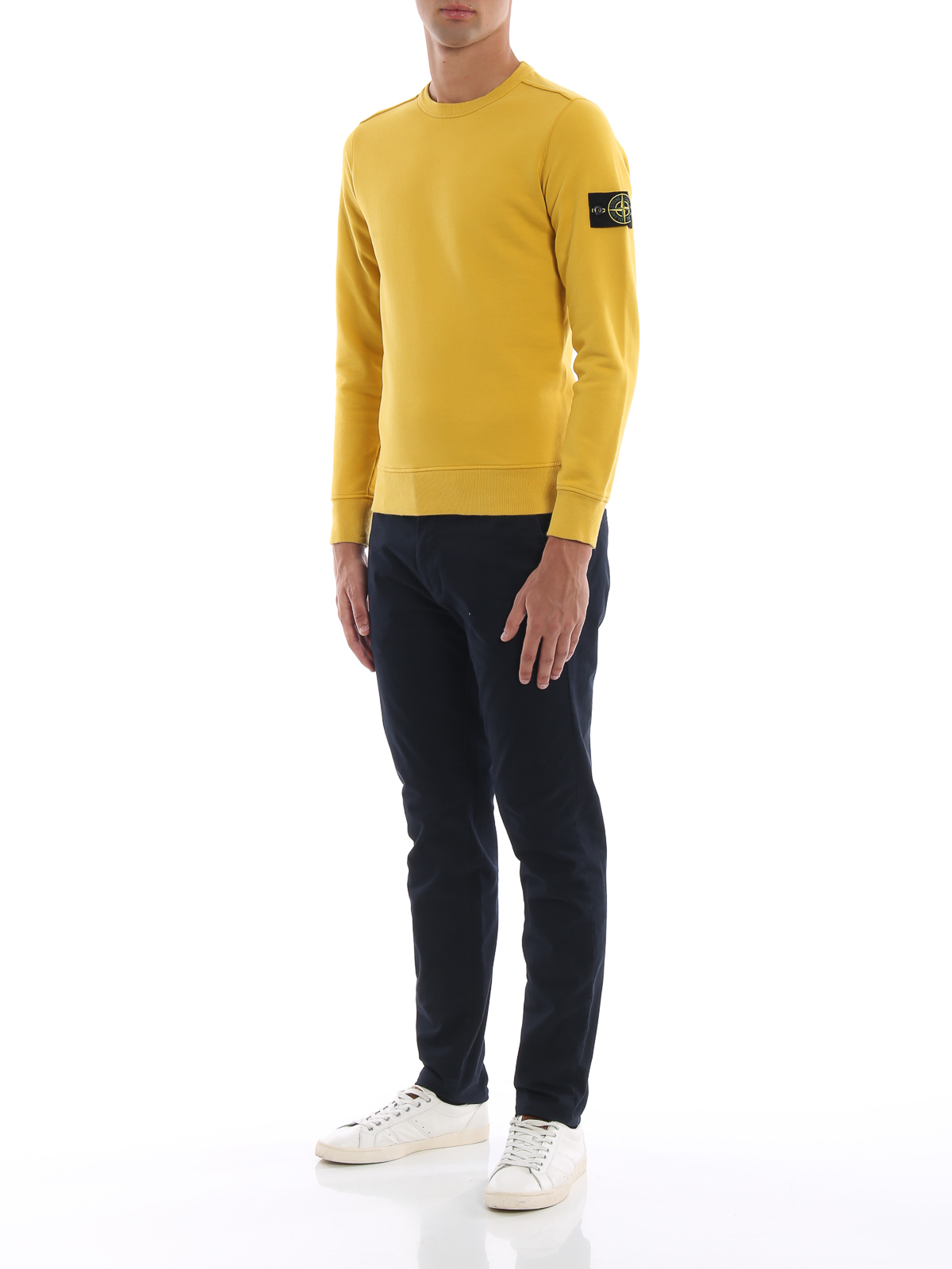 Stone Island Mustard cotton fleece crewneck sweatshirt 691562720V0034