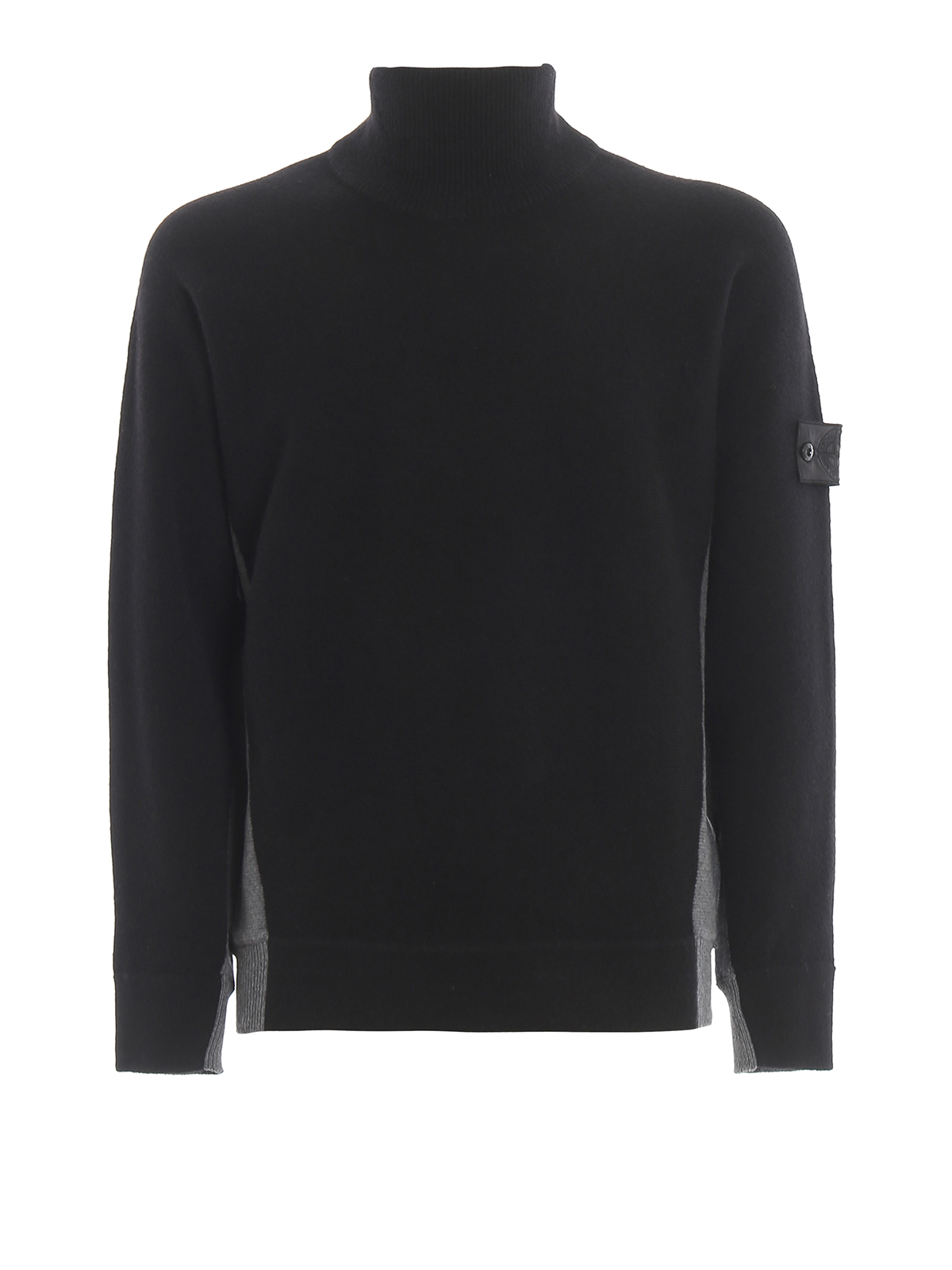 Knit-Woven Hybrid Turtleneck Sweater, FARIX V1.Y7.02, Black