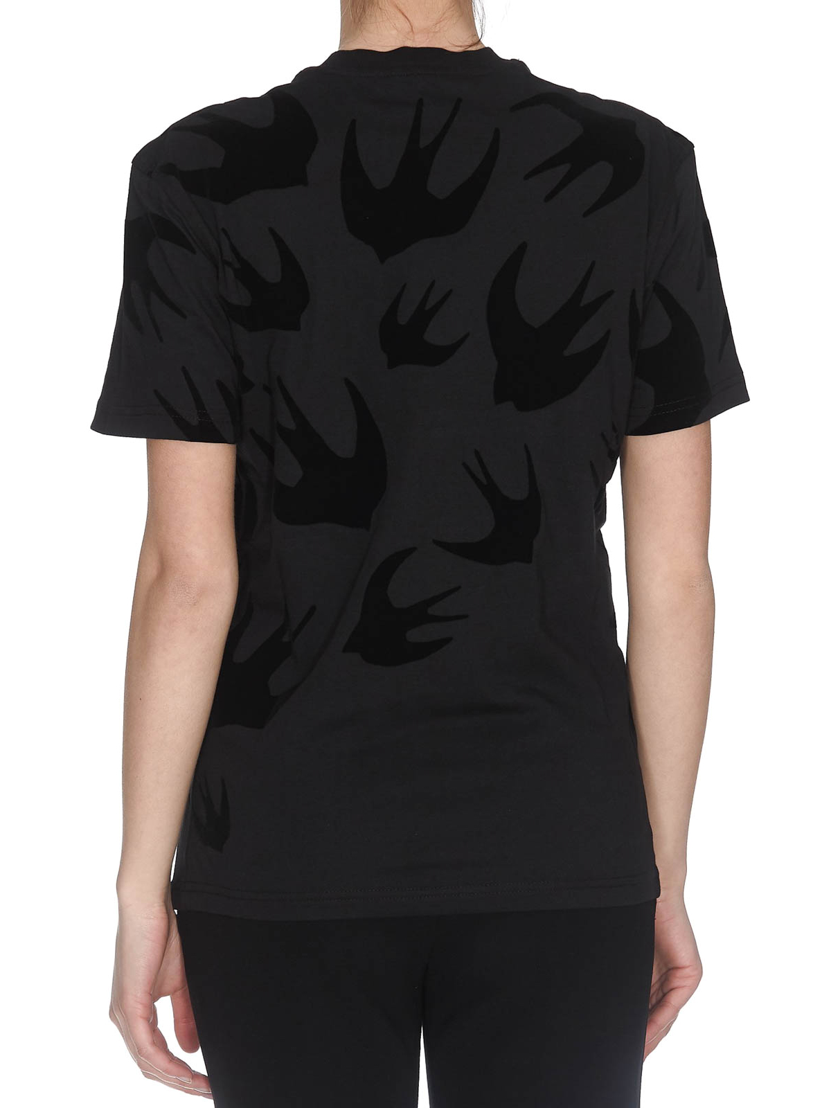 Shop Mcq By Alexander Mcqueen Swallow Flock Print Black T-shirt