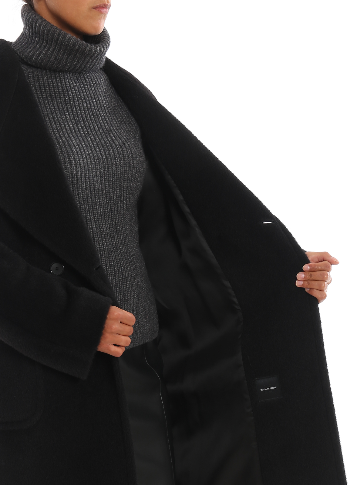 Cappotto Peacoat Nero con Risvolti Larghi