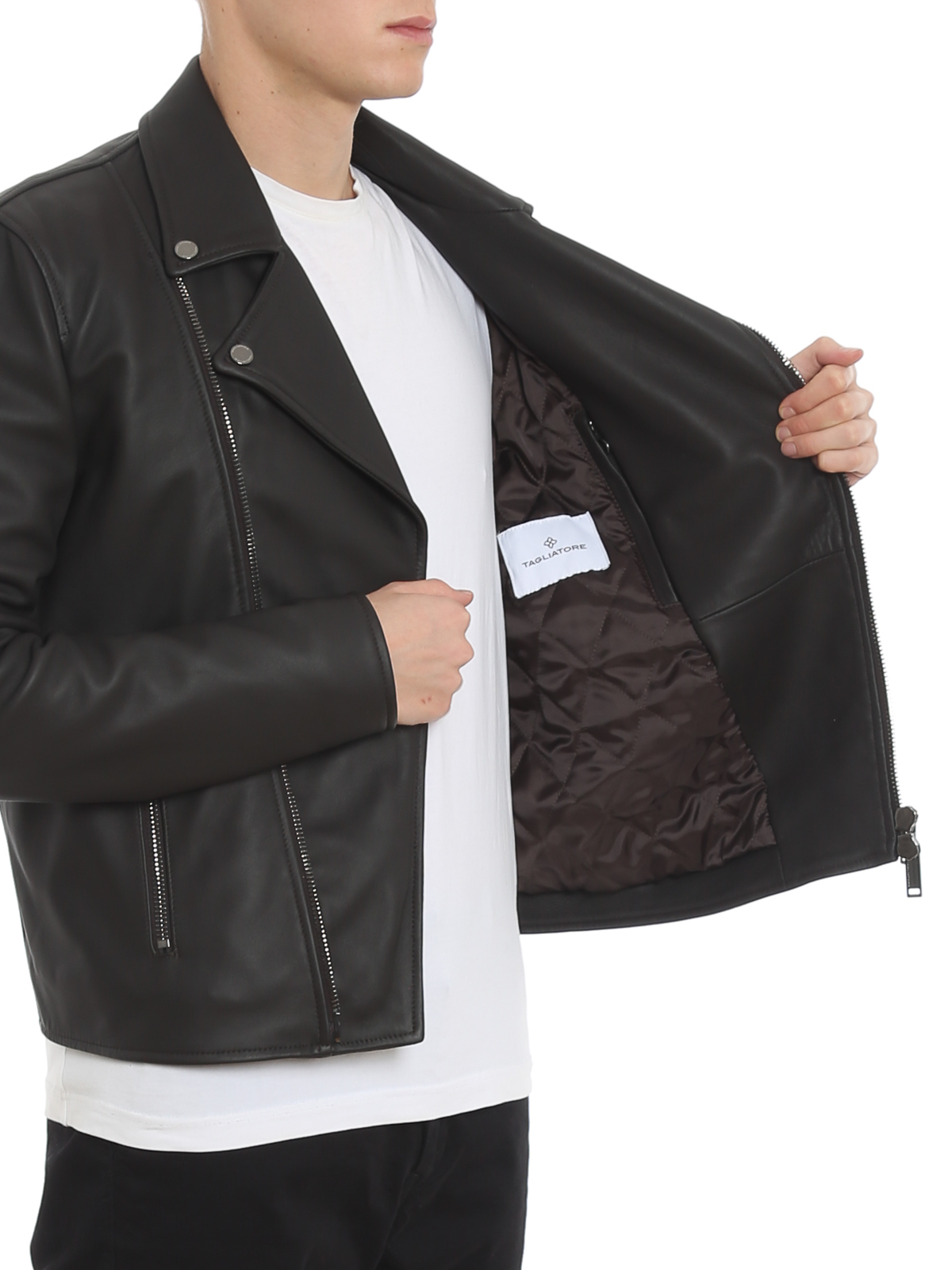 Leather jacket Tagliatore - Napa leather biker jacket