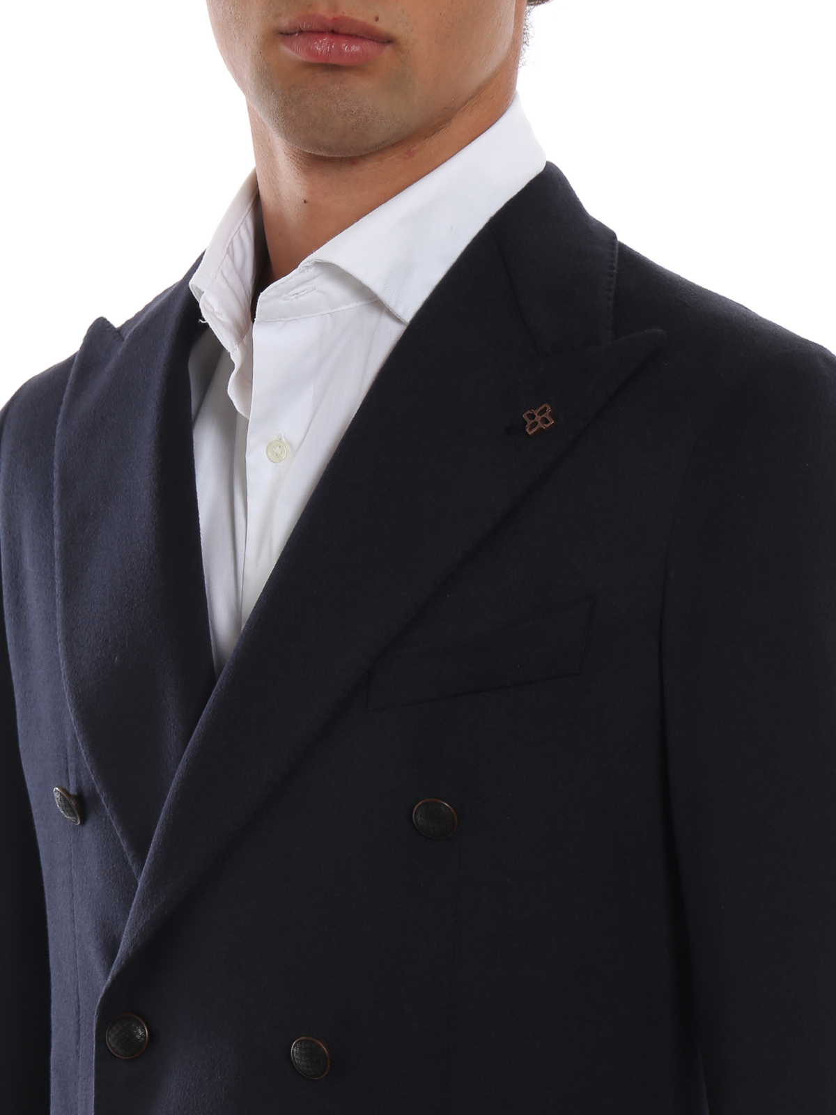 Blazers Tagliatore - Navy blue camel hair double-breasted blazer