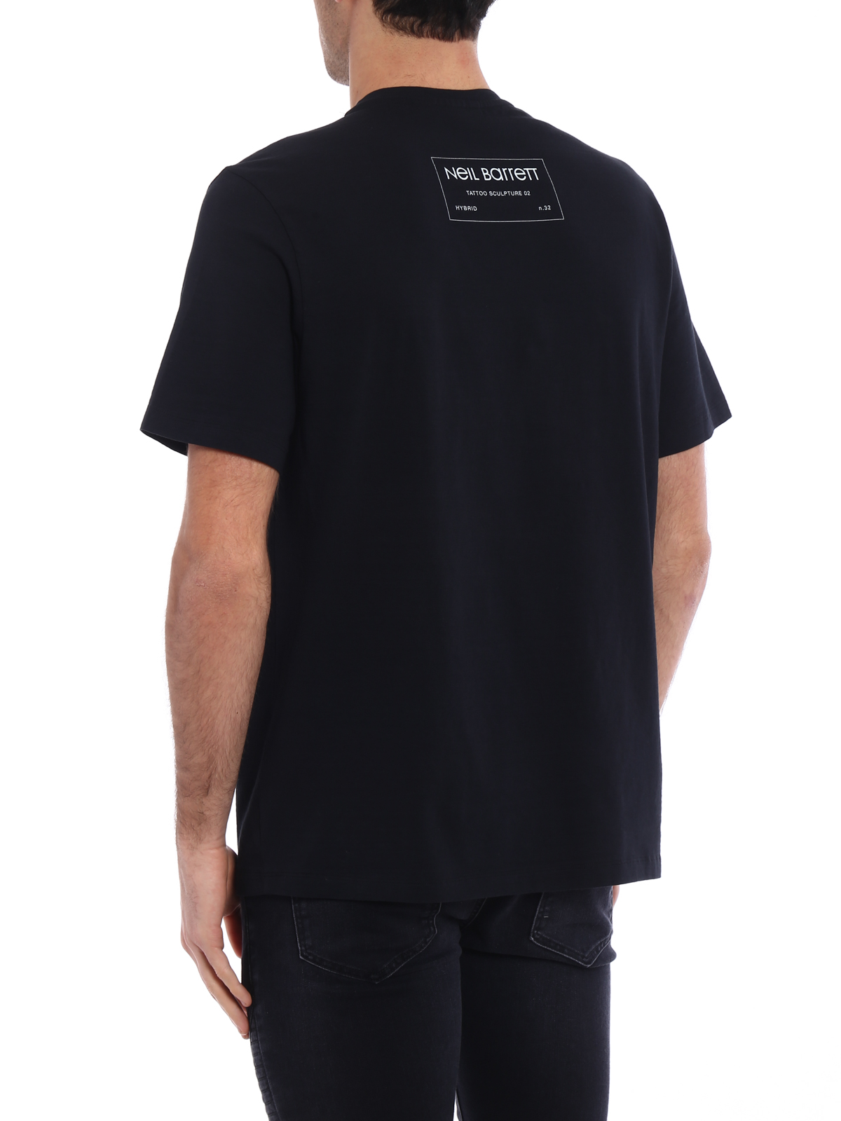 Neil Barrett Tattoo statue print black Tee - Men