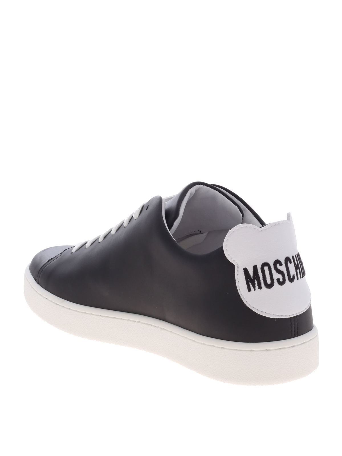 Shop Moschino Teddy Logo And Patch Sneakers In Black In Negro