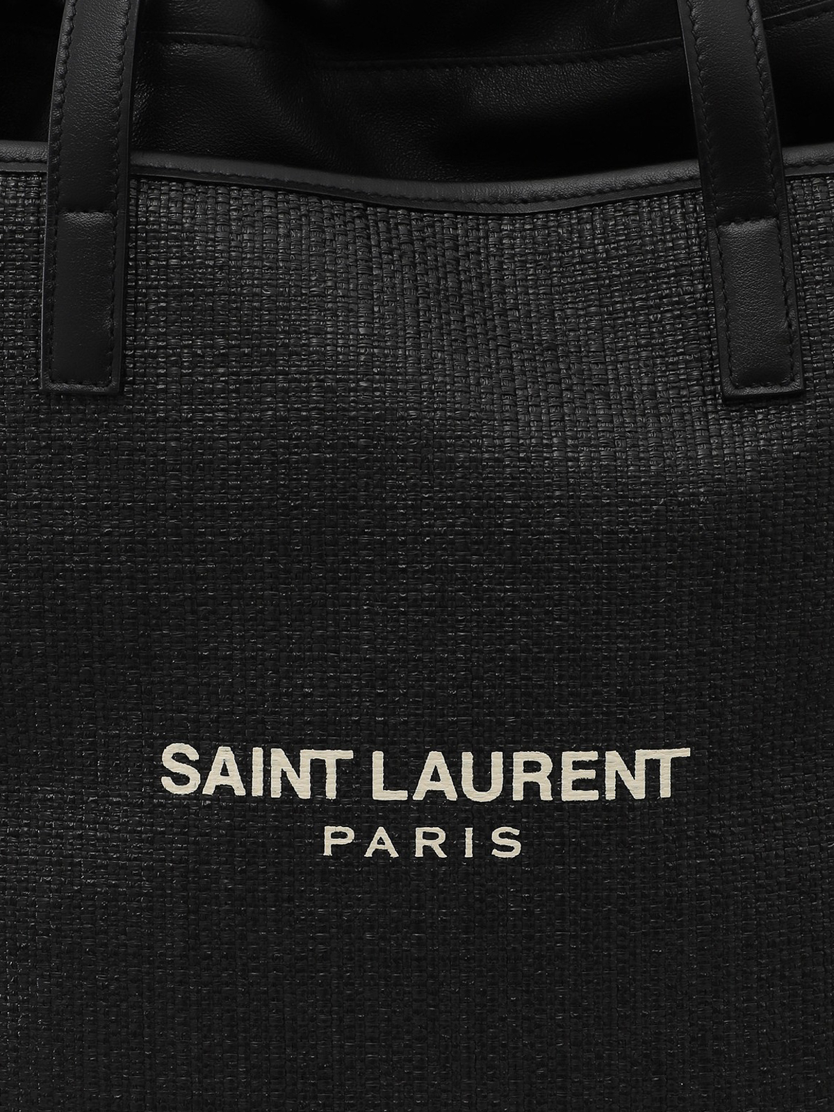 Saint Laurent Black raffia tote bag with monogram