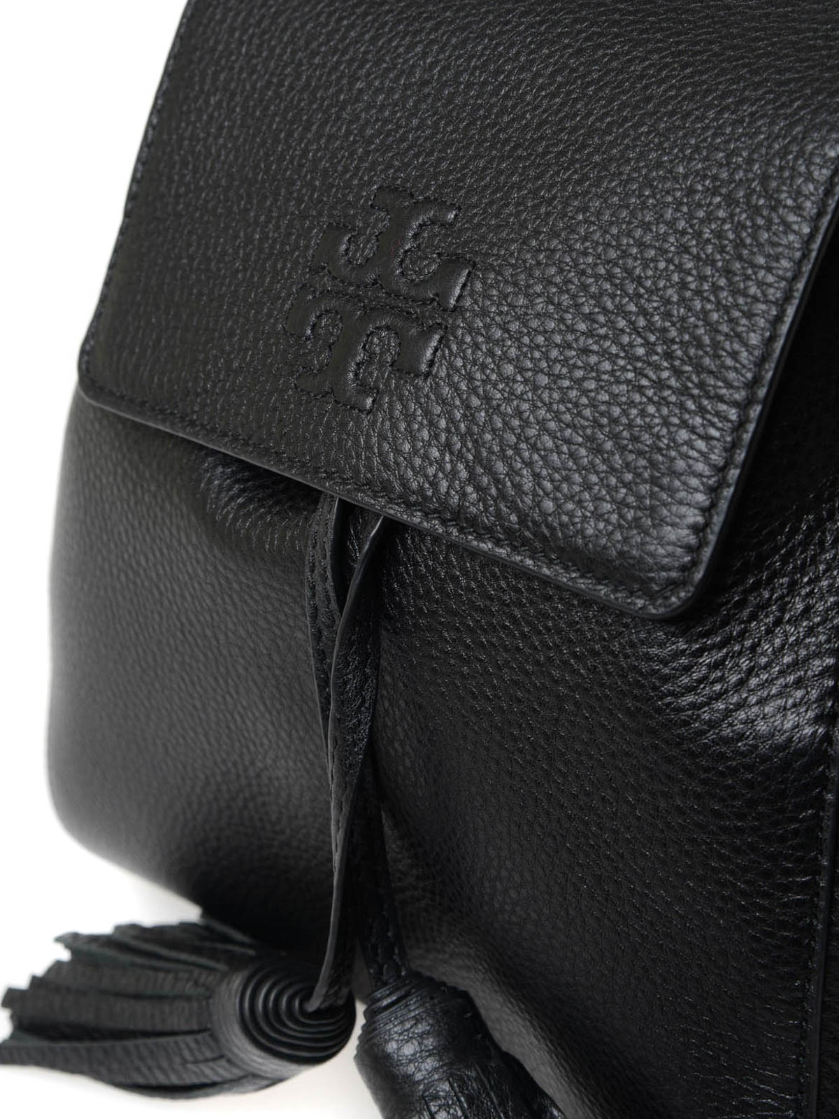 Tory burch thea mini backpack tassels pebbled leather black