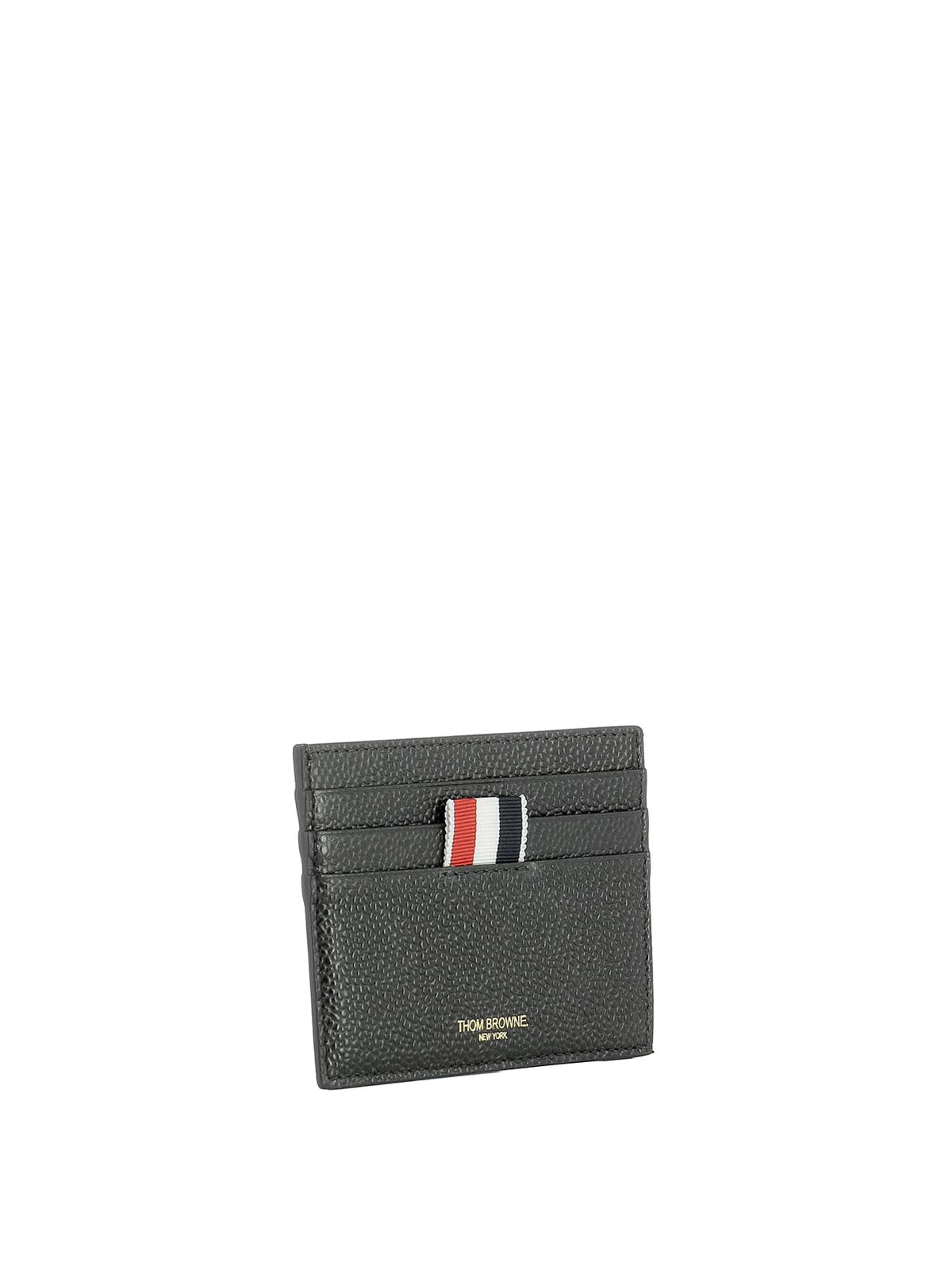 Shop Thom Browne Black Textured Leather Card Holder