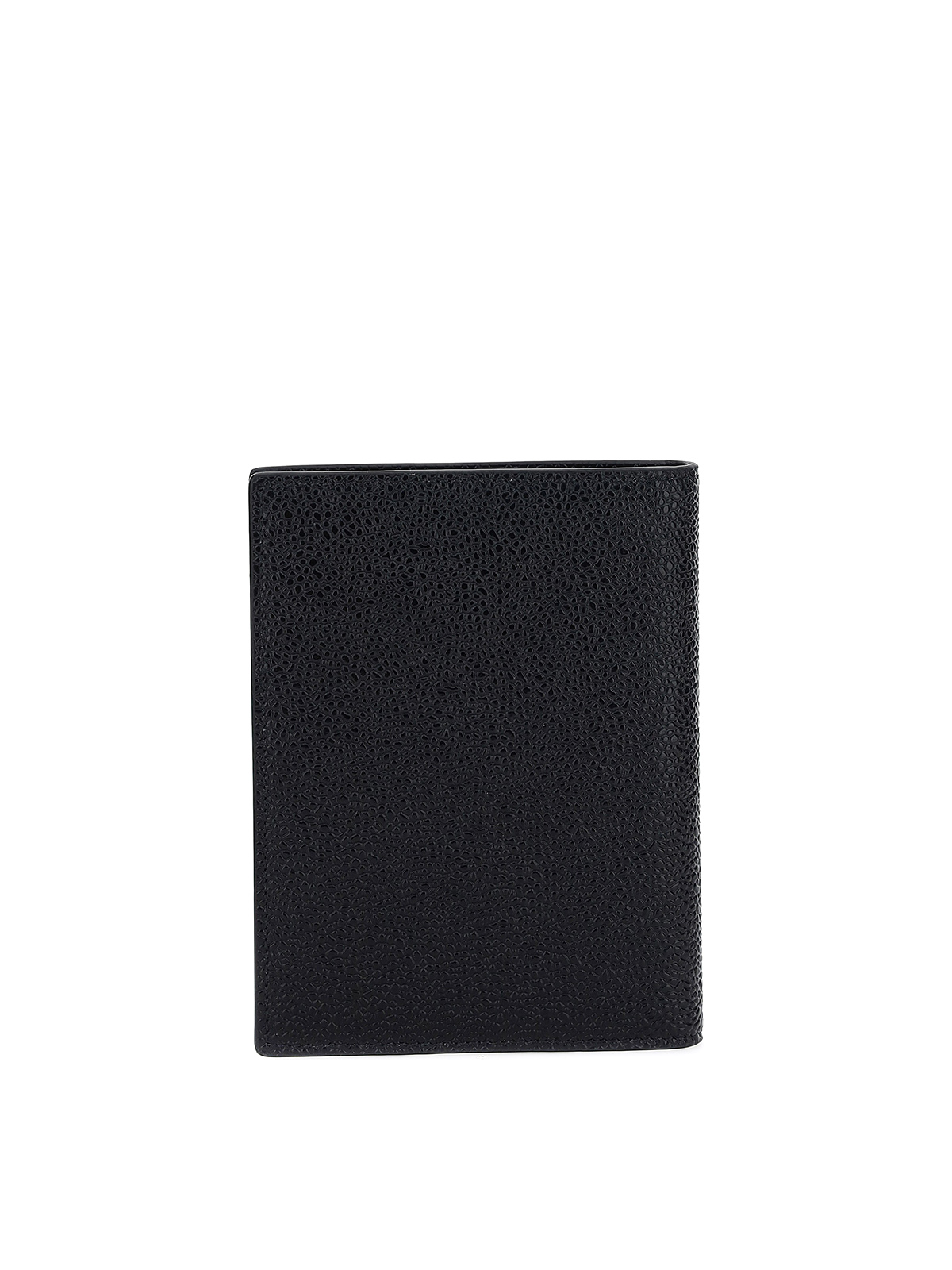 Shop Thom Browne Grained Leather Passport Holder In Negro