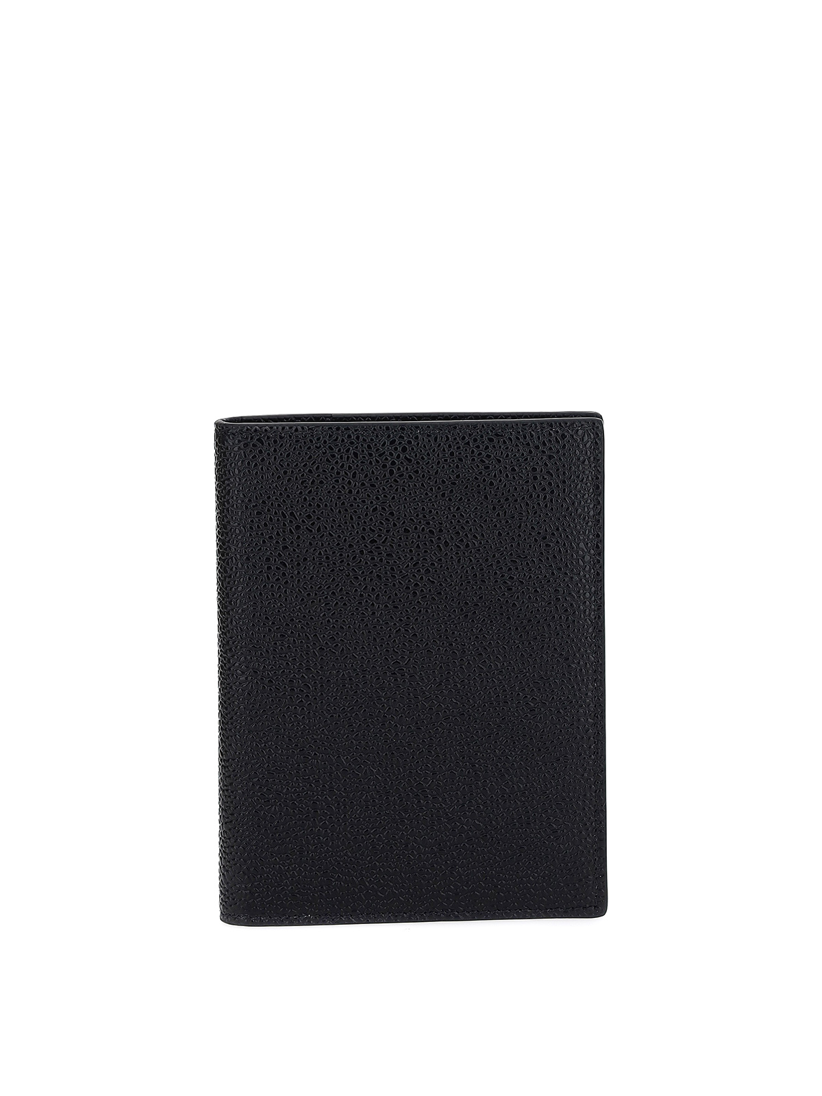 Thom Browne Grained Leather Passport Holder In Negro
