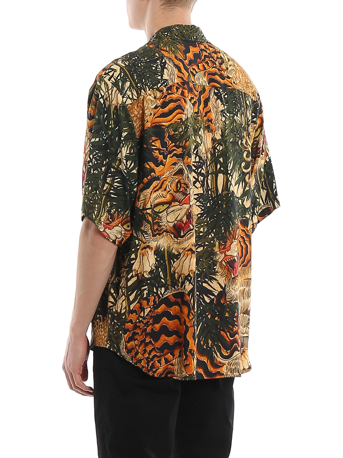 Mens Tiger Printed Viscose Shirt