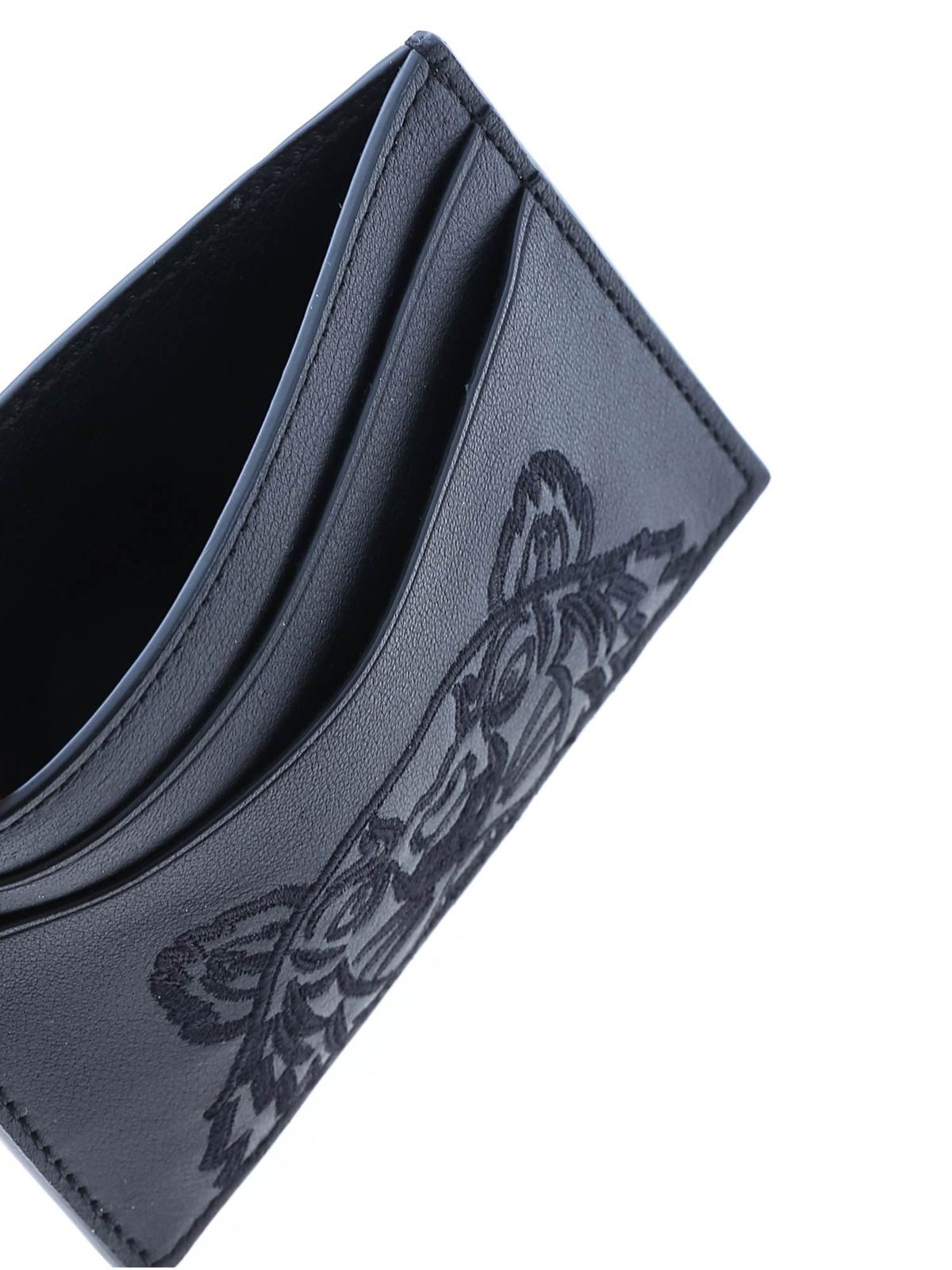 Kenzo Tiger embroidery card holder in black - Black
