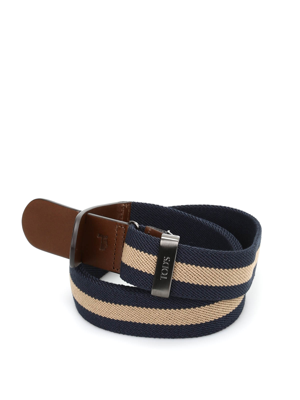 Tod's Canvas And Leather Belt In Multicolor