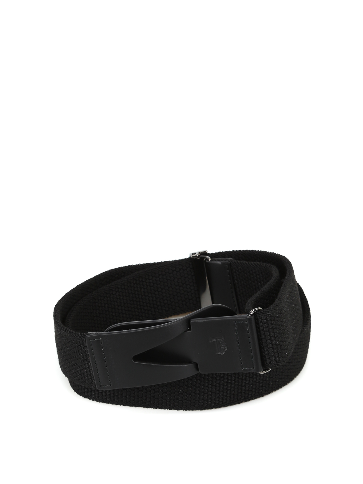 Tod's Greca Black Canvas And Leather Belt