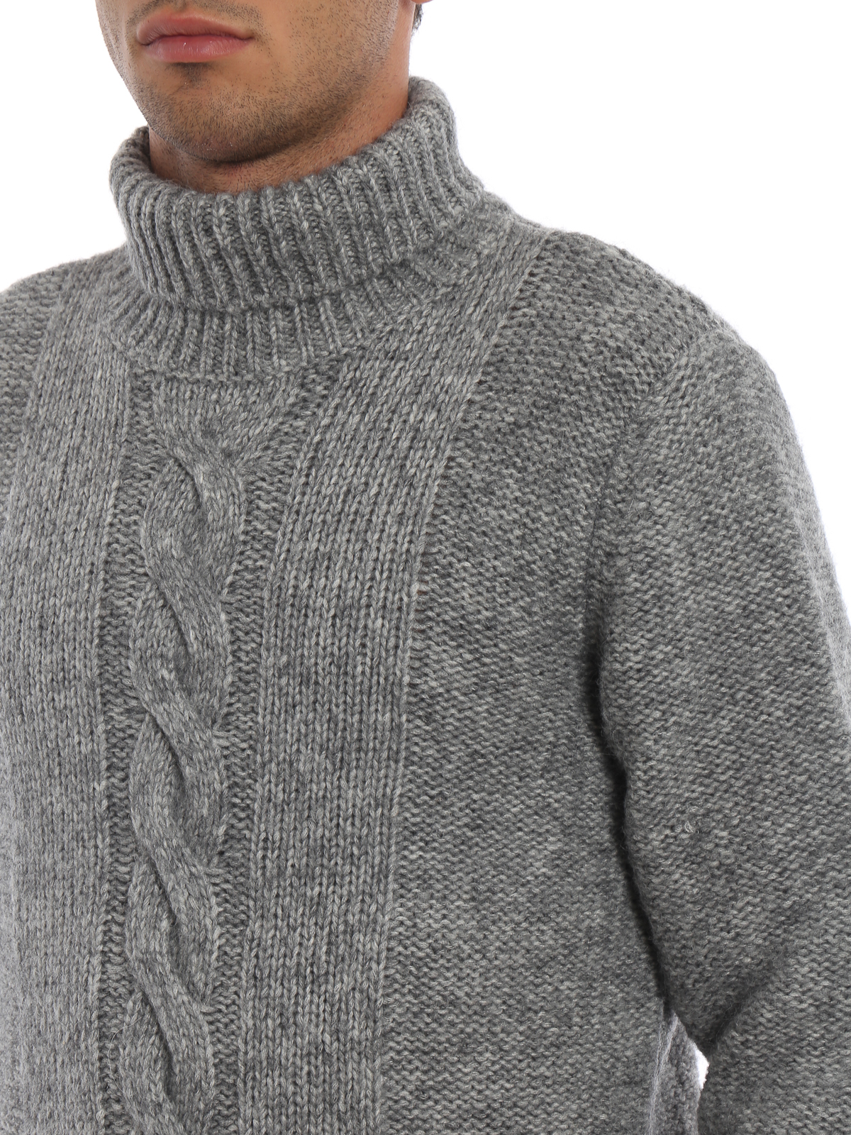 Tod's Grey cotton and alpaca blend turtleneck|X8MC1378090PZUB404
