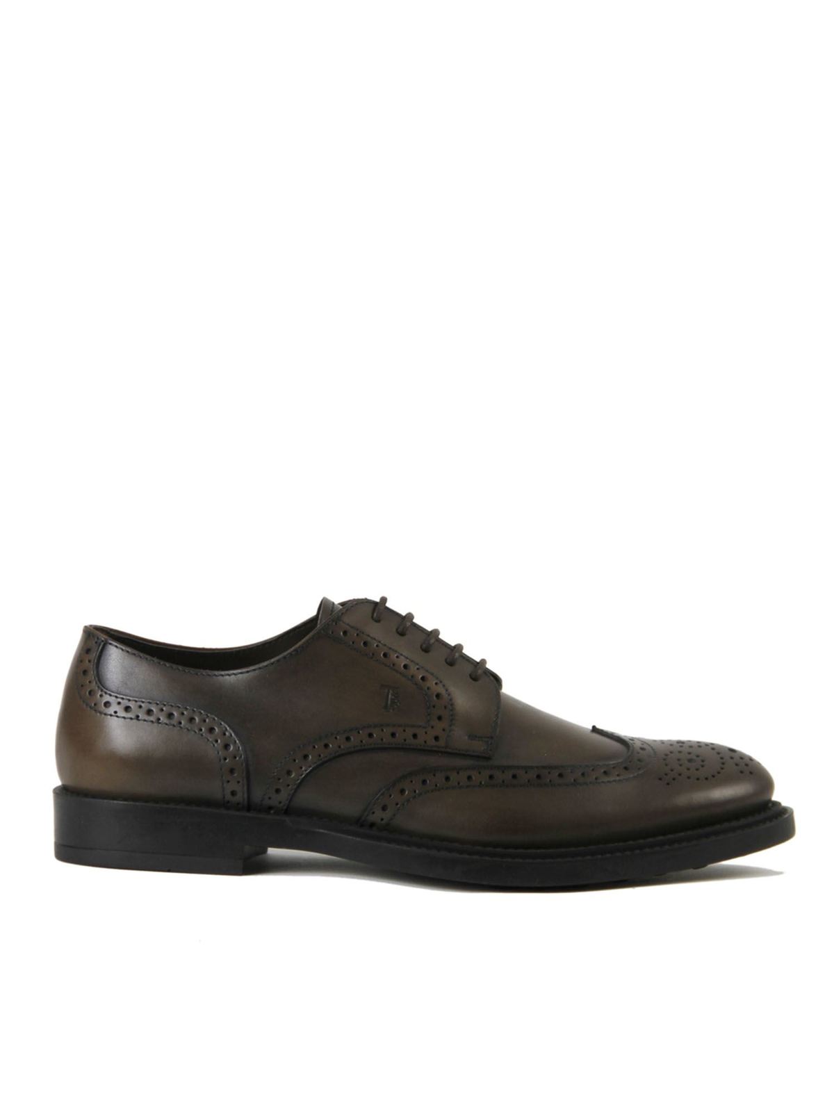 Tod's Smooth Leather Derby Brogues In Marrón