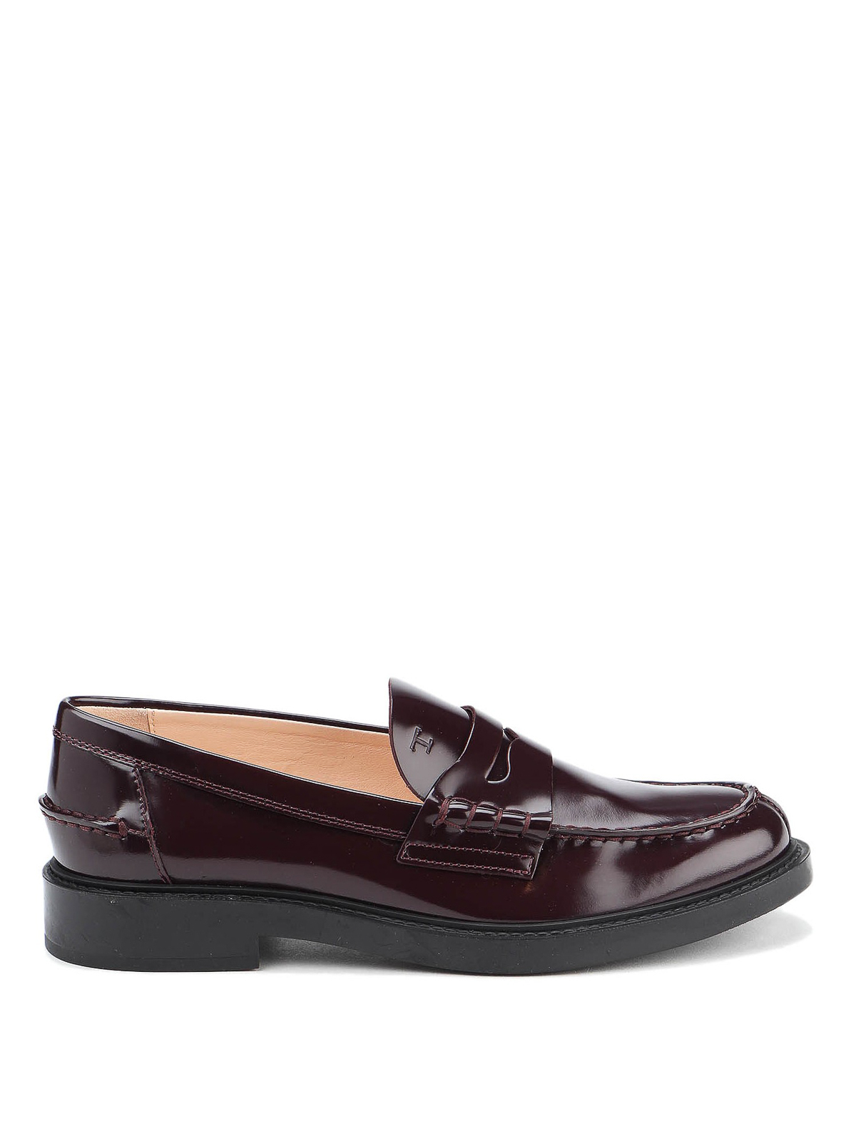 Tod's Patent Leather College Loafers In Burdeos