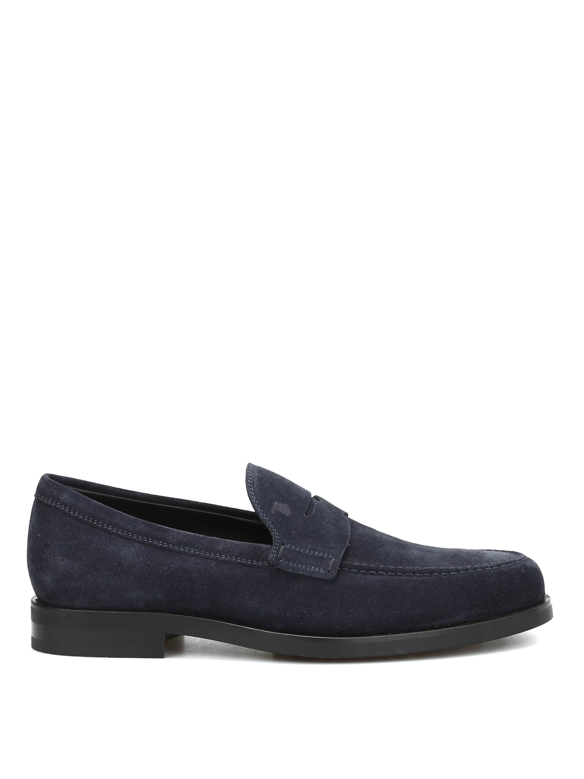 Tod's Penny Bar Suede Loafers In Blue