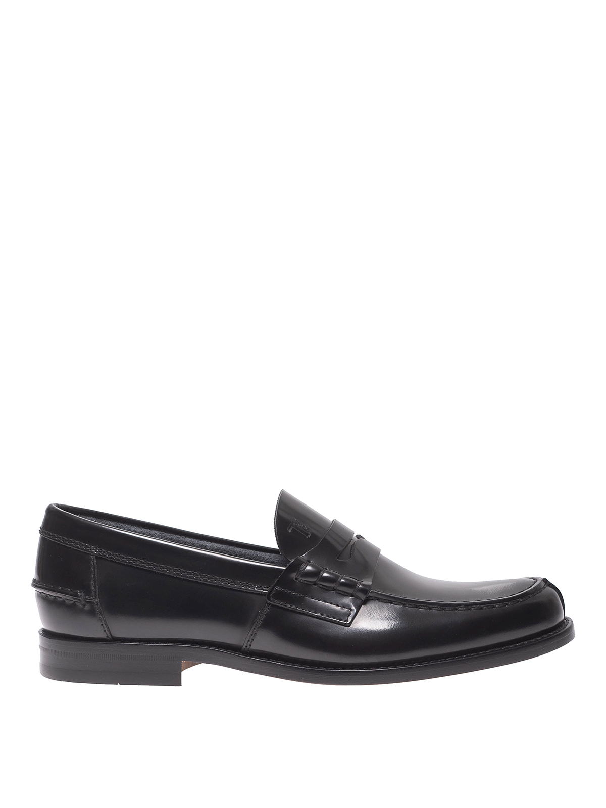 Tod's Polished Leather Loafers In Black