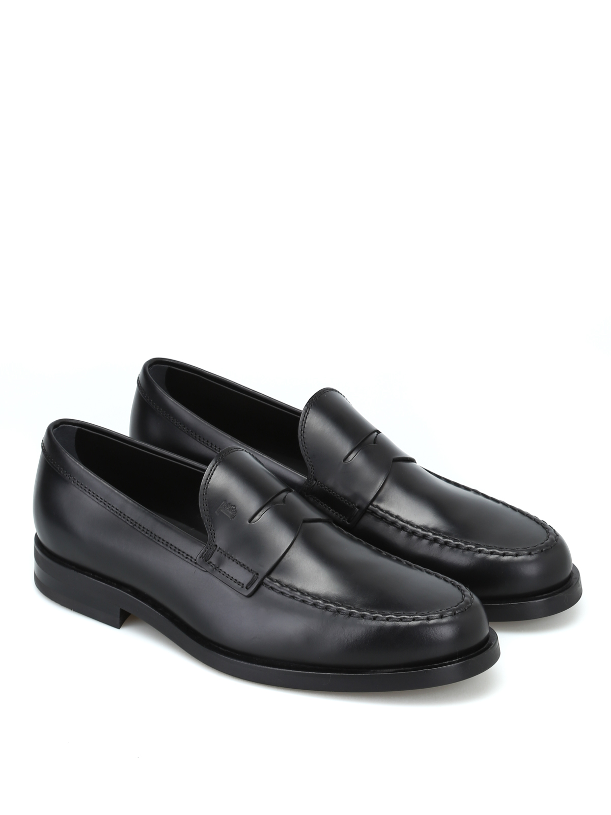 Shop Tod's Black Leather Formal Loafers In Negro