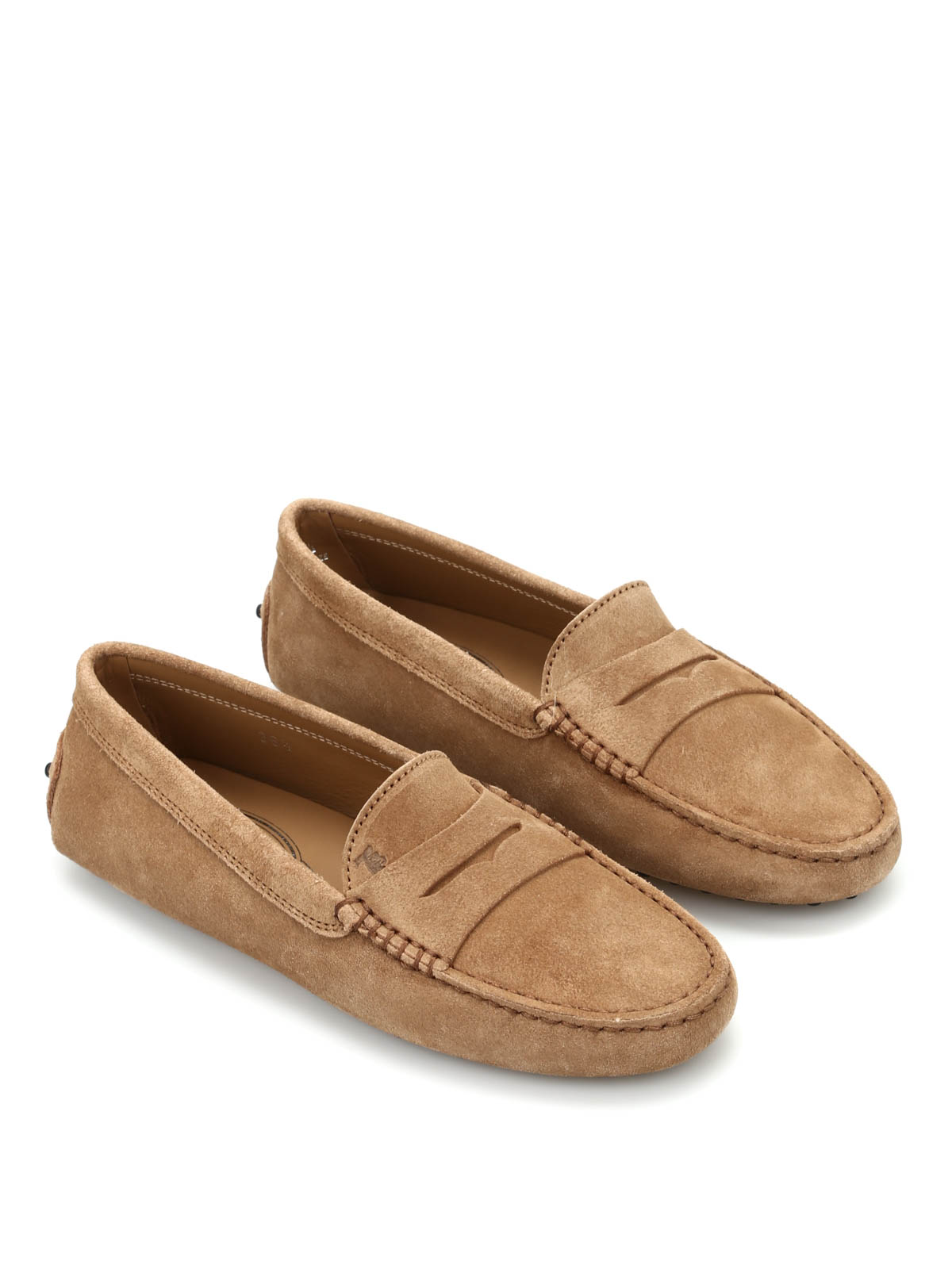 Shop Tod's Gommini Suede Loafers In Marrón Claro