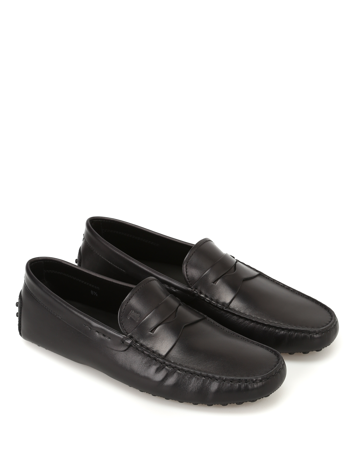 Black leather sales driving shoes