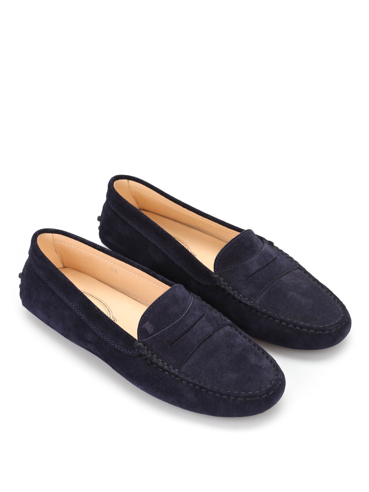 Shop Tod's Gommino Loafers In Azul Oscuro