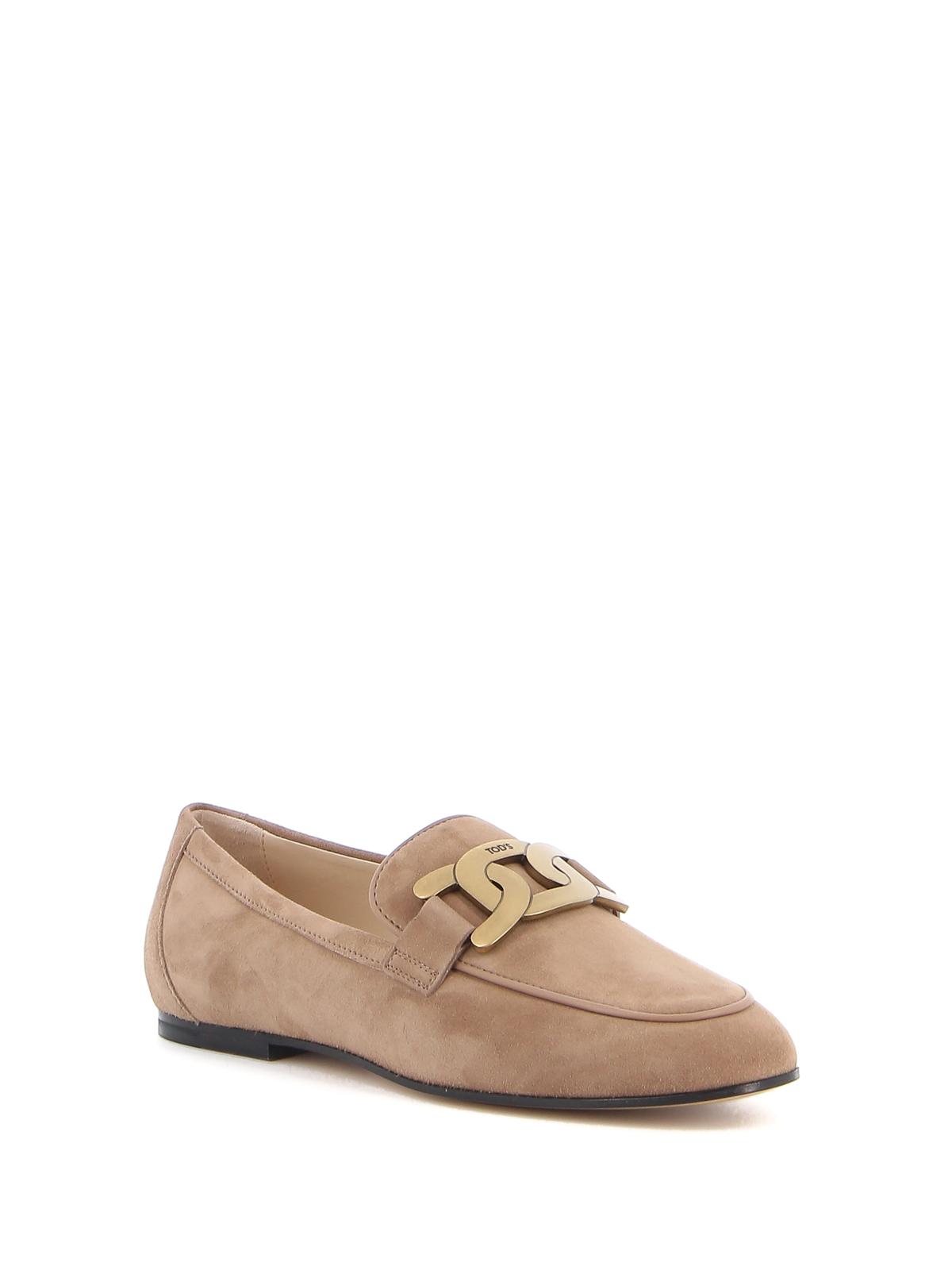 Shop Tod's Kate Suede Loafers In Beis