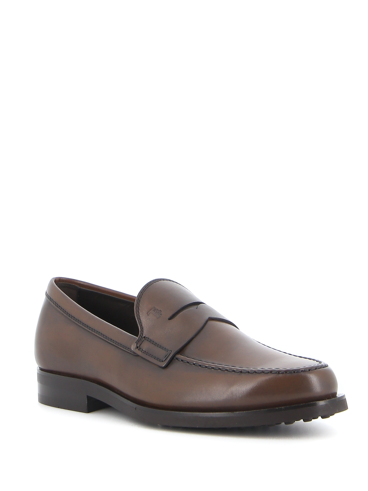 Shop Tod's Leather Formal Loafers In Marrón